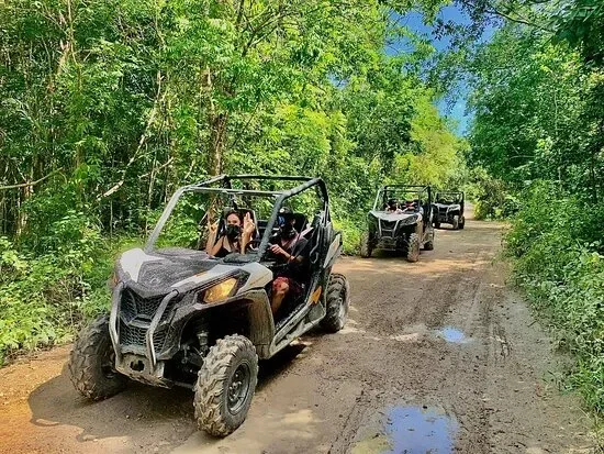 Jungle ATV adventure in Puerto Morelos with off-road buggies along tropical trails