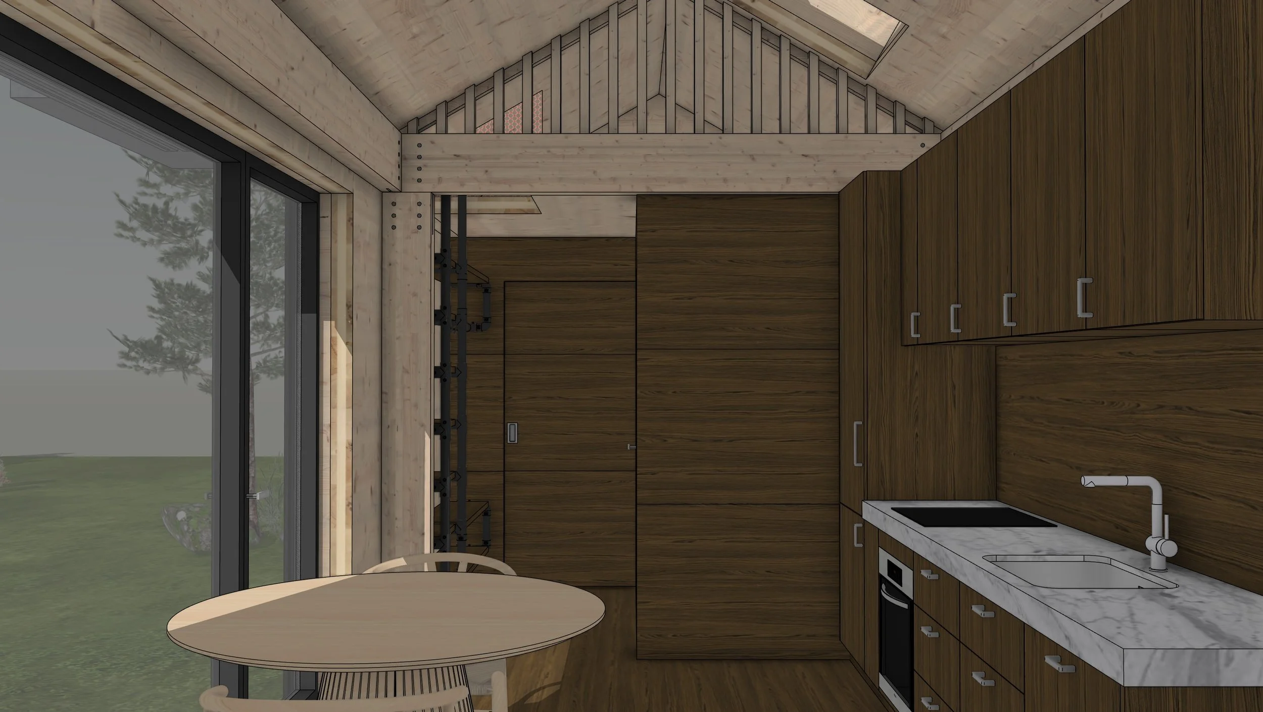 Fra opholdsstue mod køkken, garderobe og soveværelse.jpg