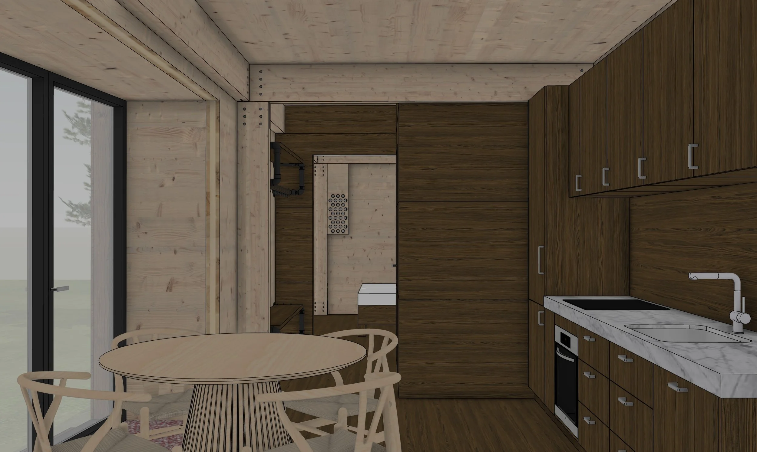 Fra opholdsstue mod køkken, garderobe og soveværelse.jpg