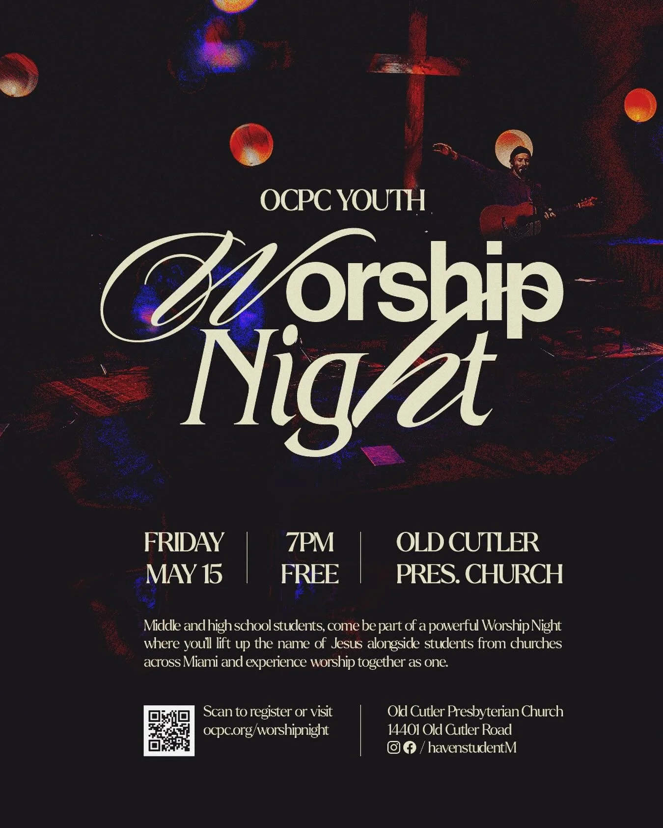 YOUTH WORSHIP NIGHT 🙌✨

All Middle and High School students, you&rsquo;re invited to a powerful night of worship, community, and encountering Jesus together. 

Come expectant, bring a friend, and let&rsquo;s lift up the name of Christ as one family.