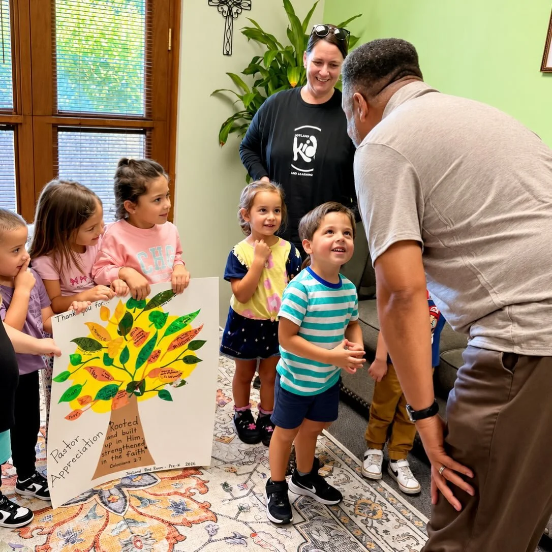 A sweet moment of appreciation! ❤️

Today, some of the children from JoyLand Learning Center stopped by the church office to present Pastor Mike with a special handmade card for Pastor Appreciation Month! Their smiles and excitement made the moment e