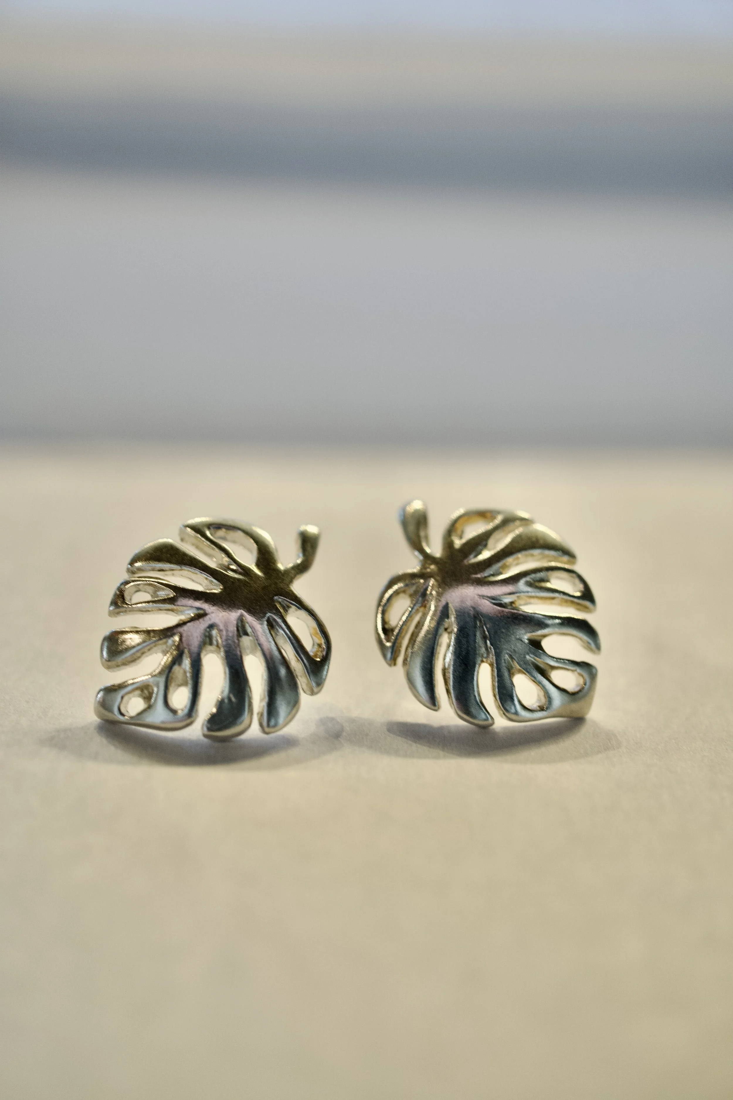 Small Monstera Leaf Post Earrings