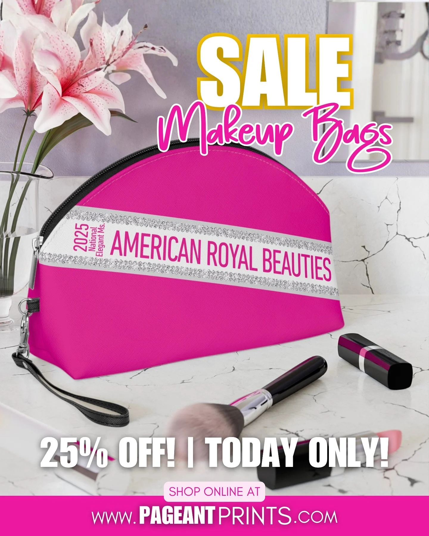 🚨 QUEEN-FAVE ALERT! 🚨
Since launching, our makeup bags have been a total sellout favorite &mdash; and for TODAY ONLY, they&rsquo;re 25% OFF! 💋

Perfect for packing your crown-week glam or gifting your sister queens 👑
No code needed &mdash; just a