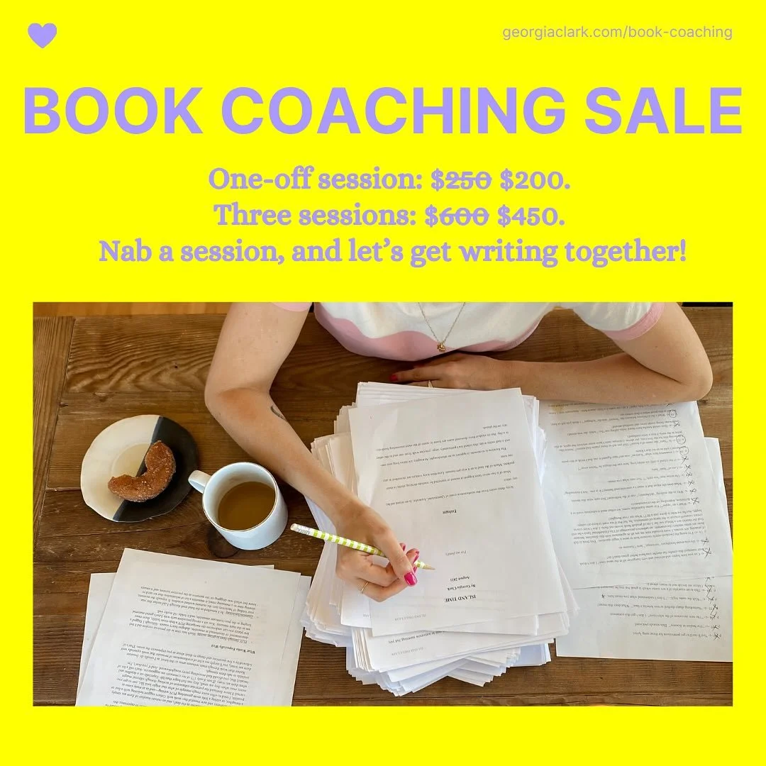🎉 FLASH SALE: Book Coaching! 🎉
Attn writers! Whether you&rsquo;re dreaming up your first book, knee-deep in a messy middle, or getting ready to finally query, I&rsquo;m here to help.

For a limited time:
✍️ 1 session: $200 (normally $250) 📚 3 sess