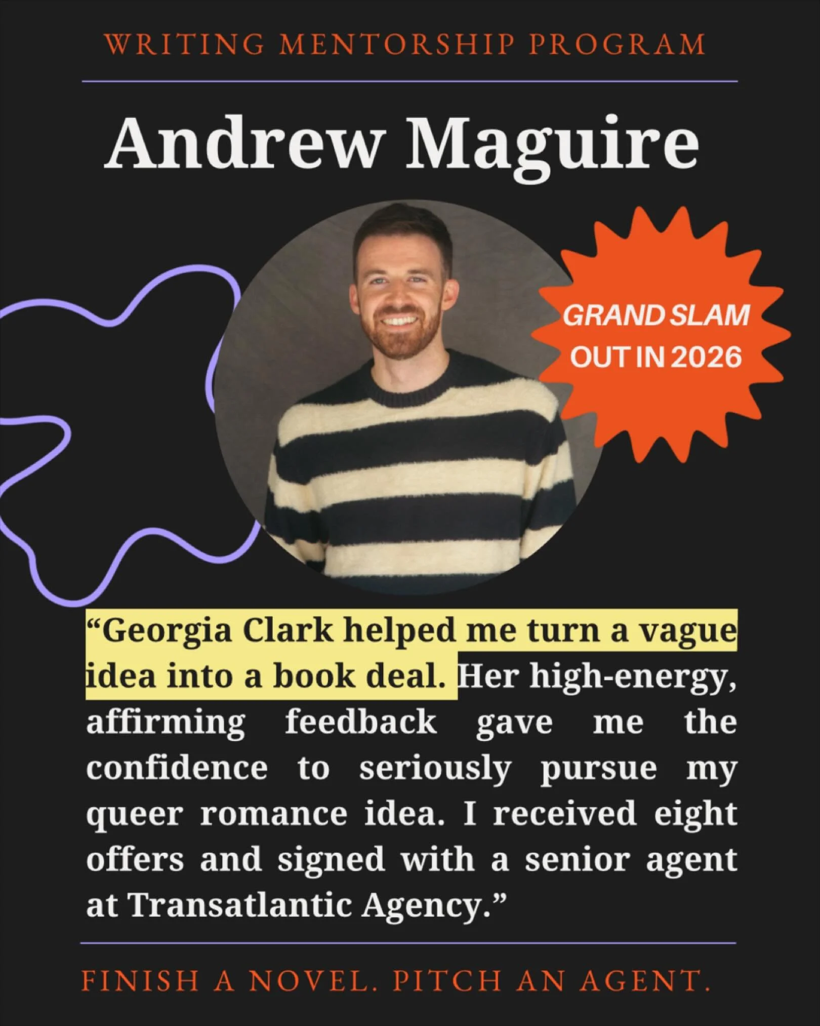 Testimonial from @muchadoandrew! 📚🧡

Applications are open for My Novel Year! 🎉
Choose your track:
&bull; The Draft &mdash; Finish your manuscript in 12 months.
&bull; The Revision &mdash; Get your manuscript query-ready.

What you get:
&bull; 12 