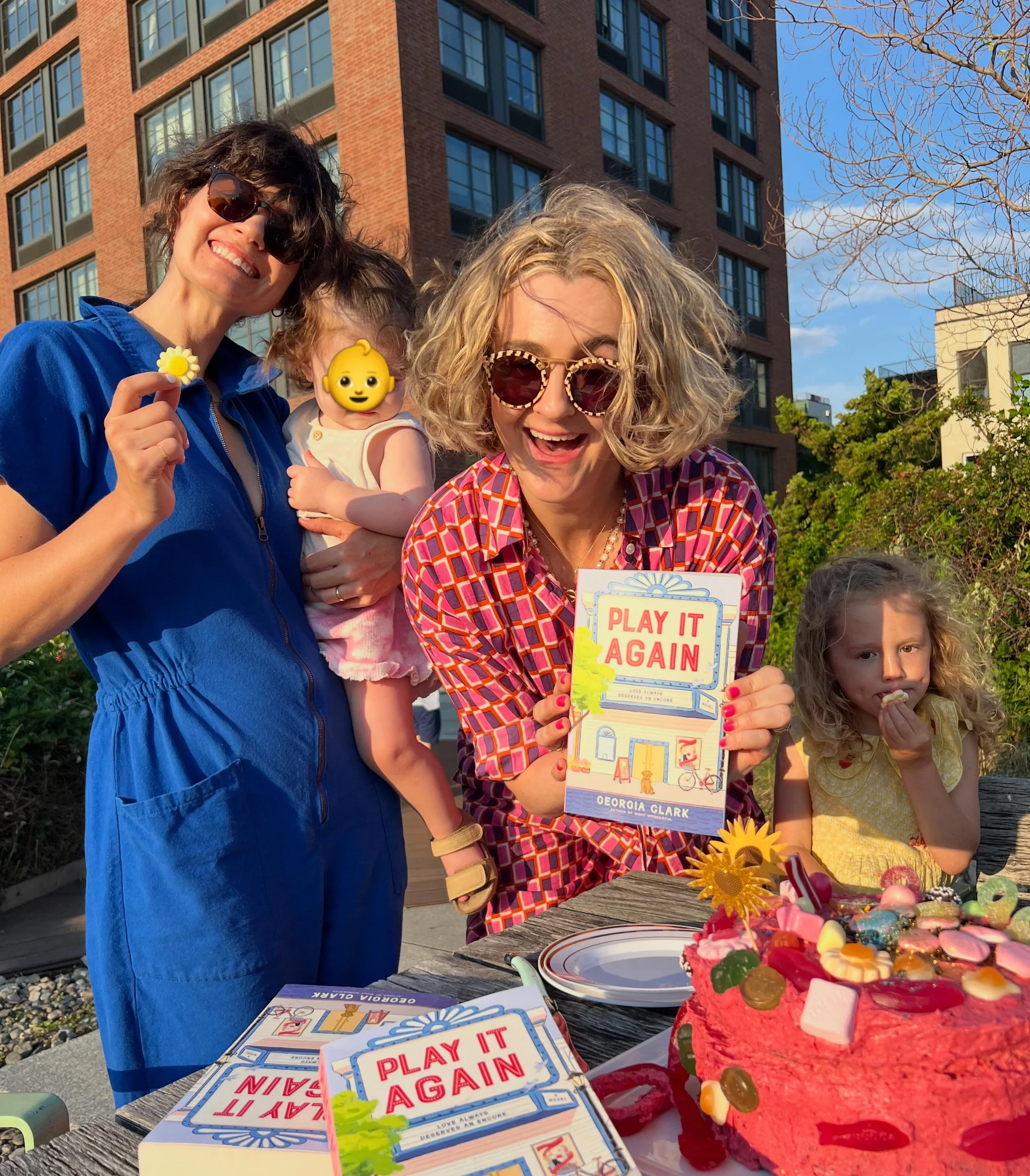 Little book party on our deck for Play It Again. Matt made a cake. Caitlin entertained the kids. Carolina brought the wine, Alden some adult treats, Erica pure sunshine vibes. Linds grabbed the snacks, wrangled the baby. 

A good time with great peop