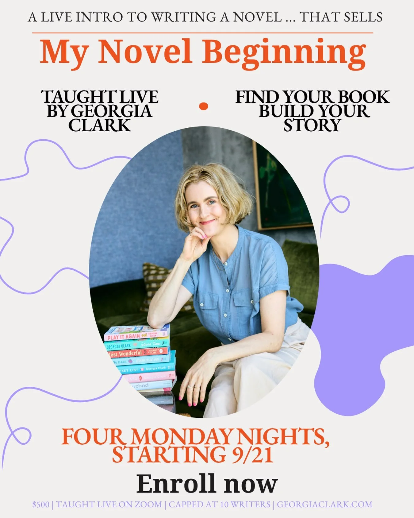 NEW: My Novel Beginning ✨ A live intro-to-writing-a-novel course &mdash; four Monday nights on Zoom with me, starting Sept 21. $500.

My Novel Year are full-year, high-touch programs but some of you wanted a smaller first step into working with me. I