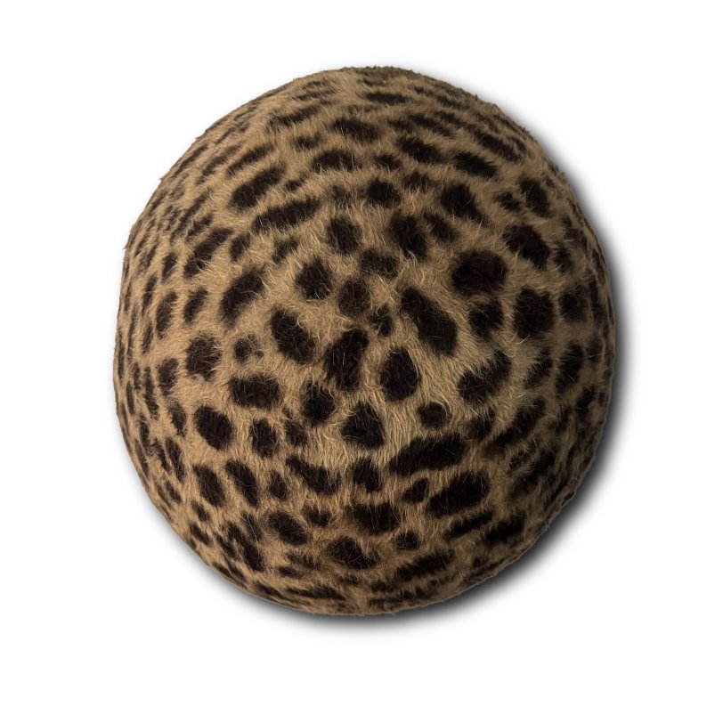Bebe beret in leopard print, top view. 100% rabbit and beaver mix felt.