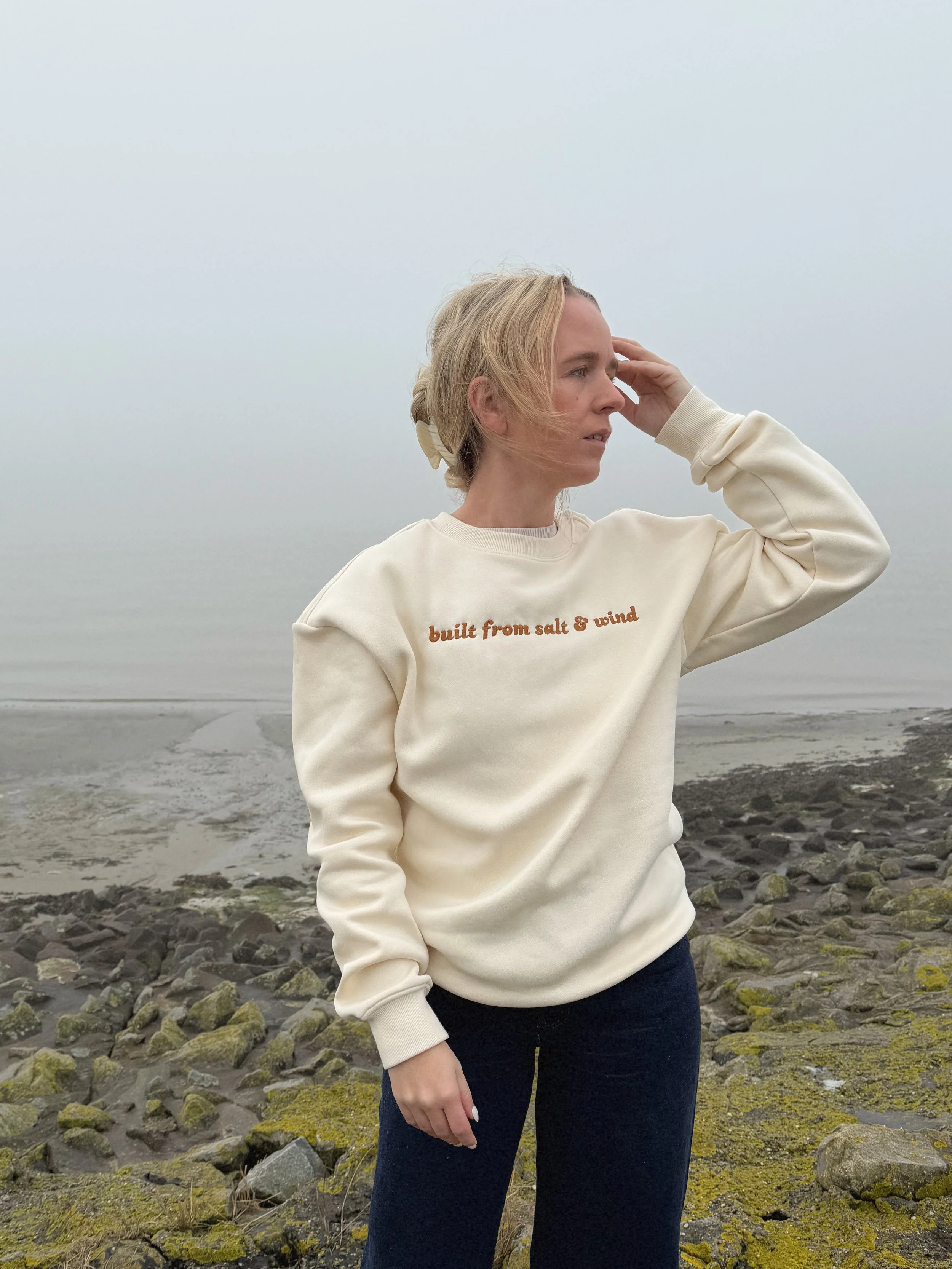 heritage crewneck sweater whitesand