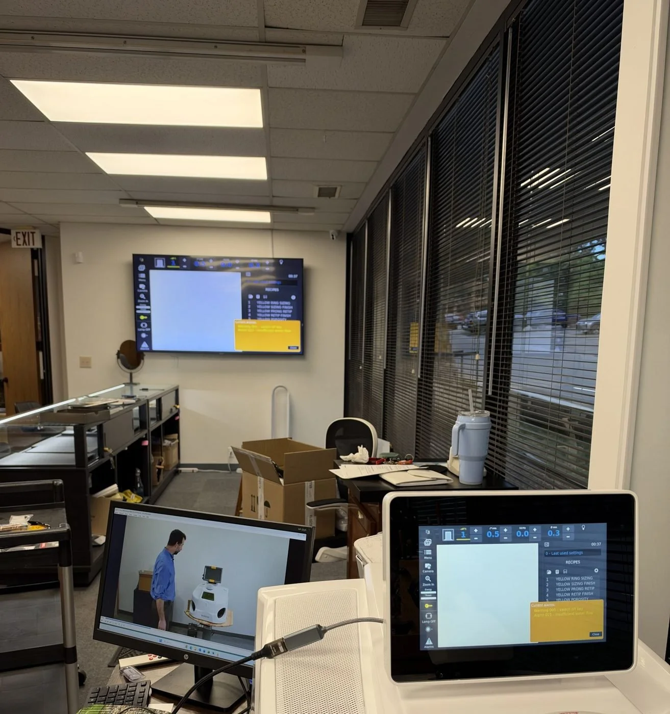 Laser welding station at Belle Meade Jewelry with the large viewing monitor