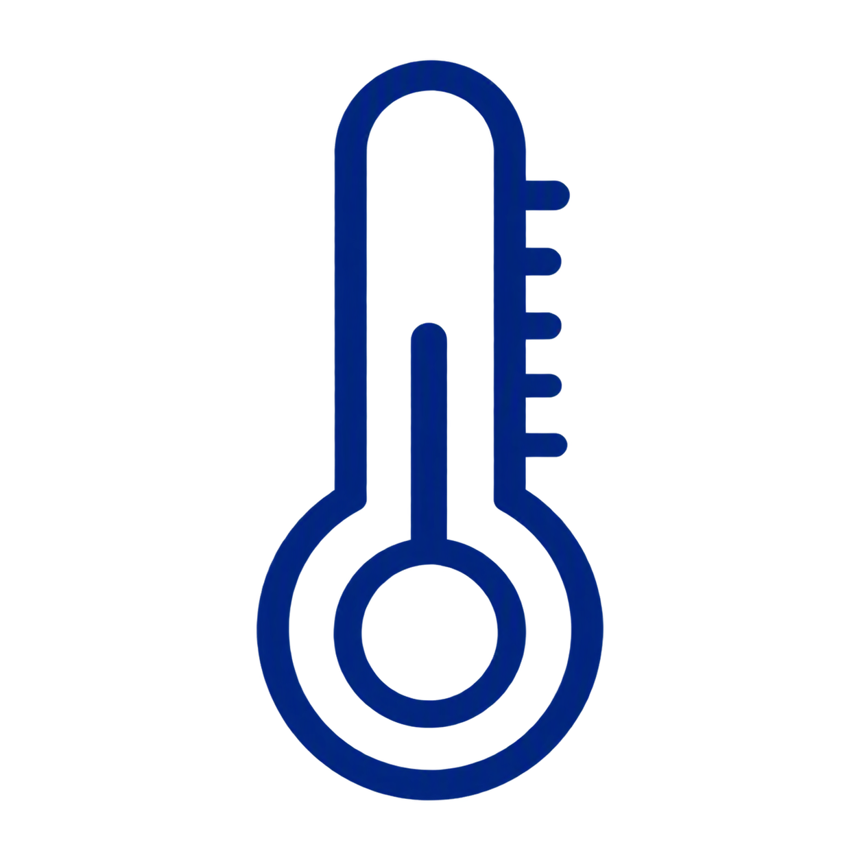 Neon-style thermometer icon with pink, blue, and yellow colors.