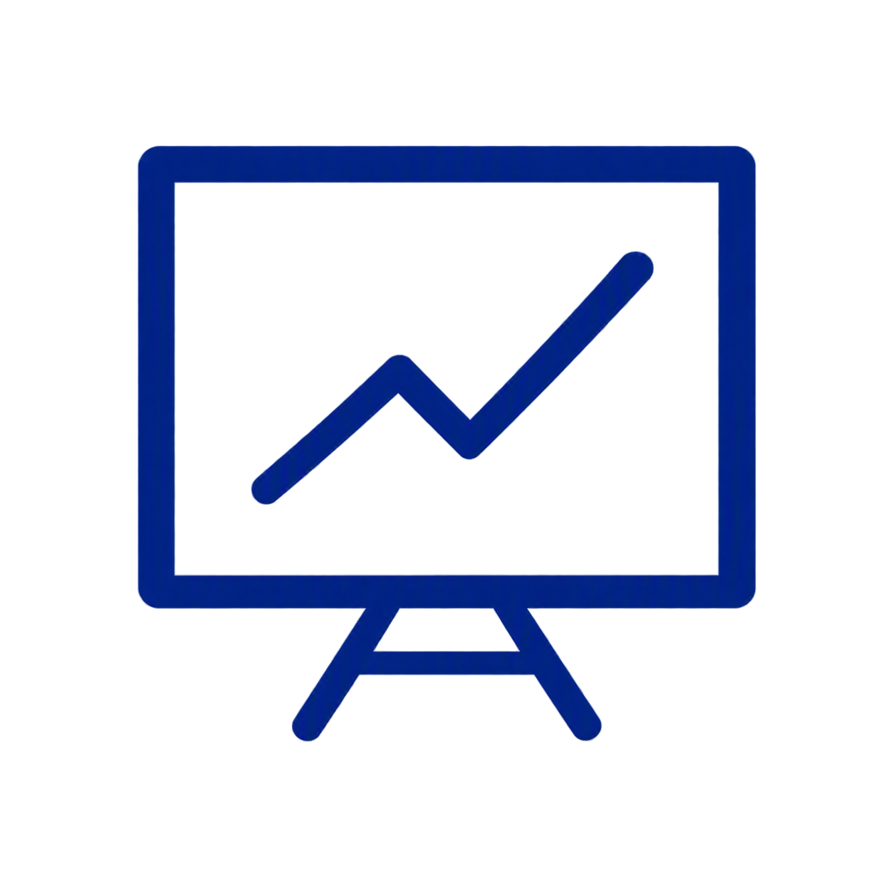 A digital illustration of a computer monitor displaying a line graph with an upward trend.