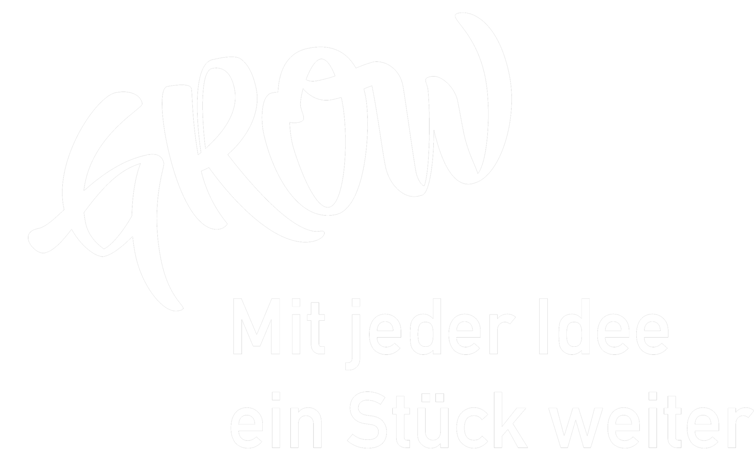 Schriftzug mit der Aufschrift: 'Kreativ Mit jeder Idee ein Stück weiter'