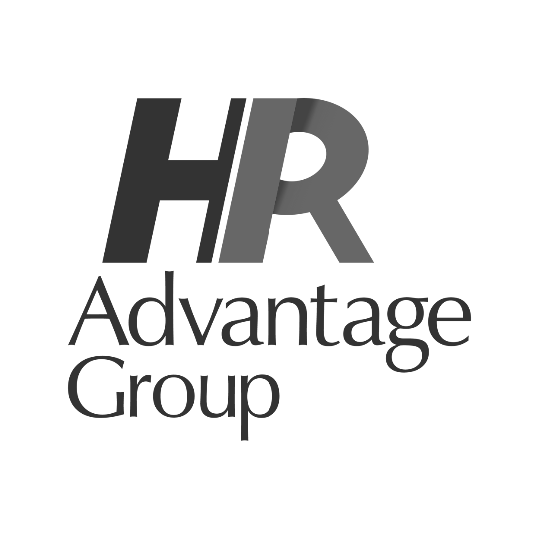 Black and gray logo with the initials HR and the words Advantage Group underneath.