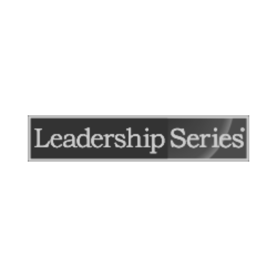 Text that reads 'Leadership Series' on a dark background, possibly part of a presentation or banner.