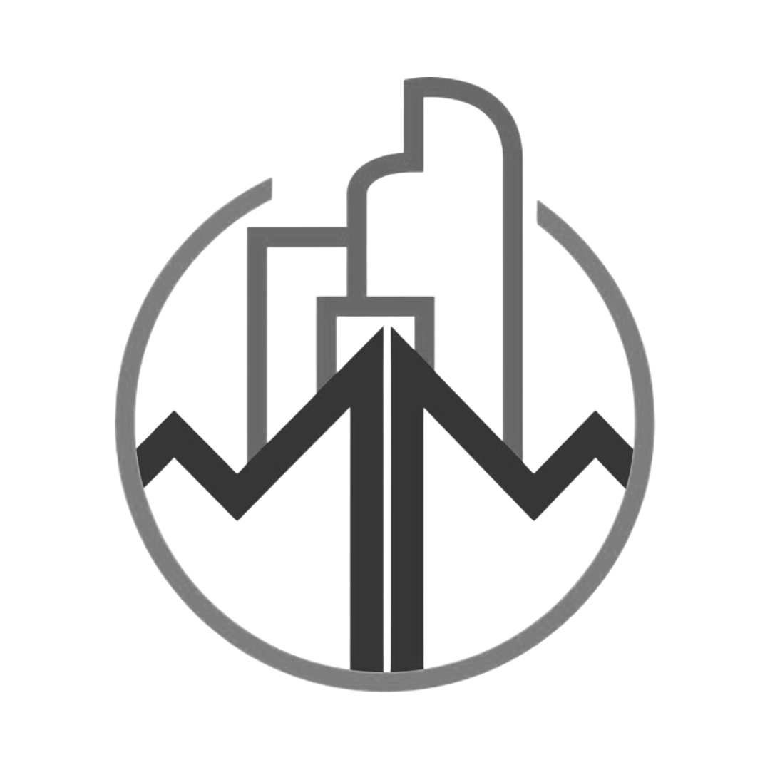 Black and white line icon of ascending bar graph with a zigzag line overlay, enclosed in a circle.