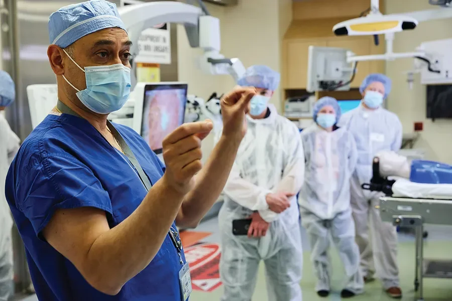 Dr Nalin Gupta conducts a tour of his operating theatre for PNOC supporters at UCSF Benioff Children's Hospital