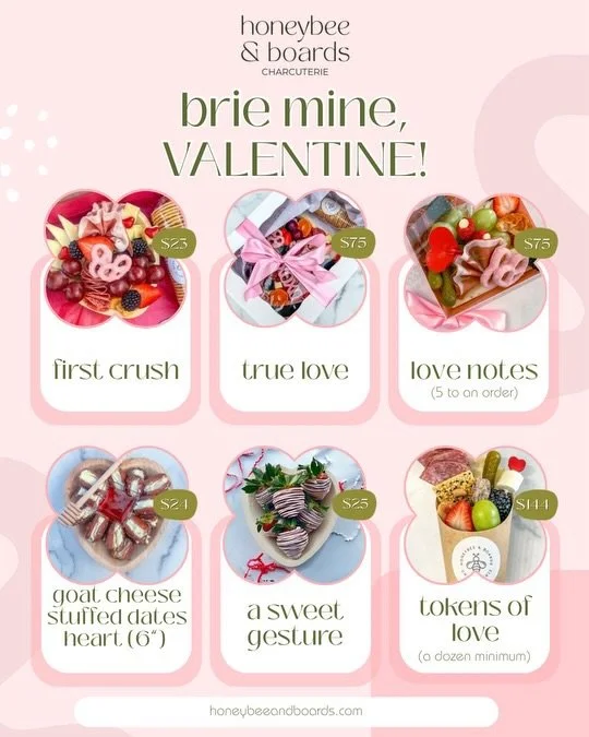 Our Valentine&rsquo;s offerings are officially live 💕
Thoughtfully curated boards made to share, savor, and celebrate love in all its forms.

Now live on the website &mdash; link in bio 🤍

#honeybeeandboards #valentinescharcuterie #valentinesboards