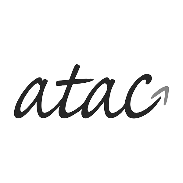 Stylized black cursive text spelling 'atac' on a white background.