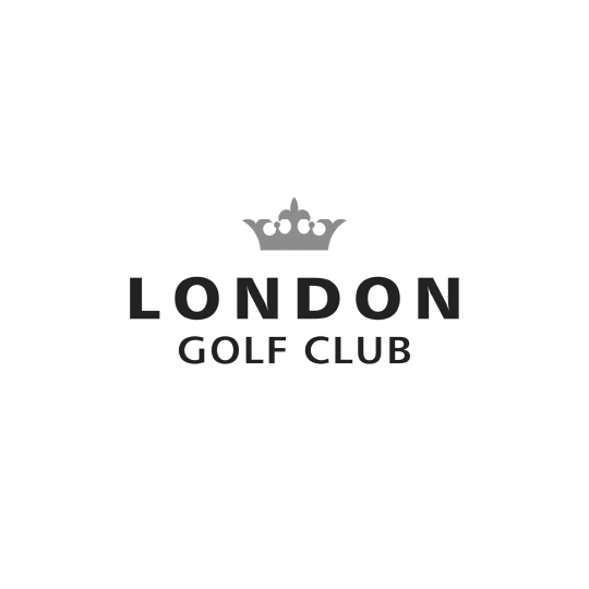 Logo of London Golf Club with a crown above the text