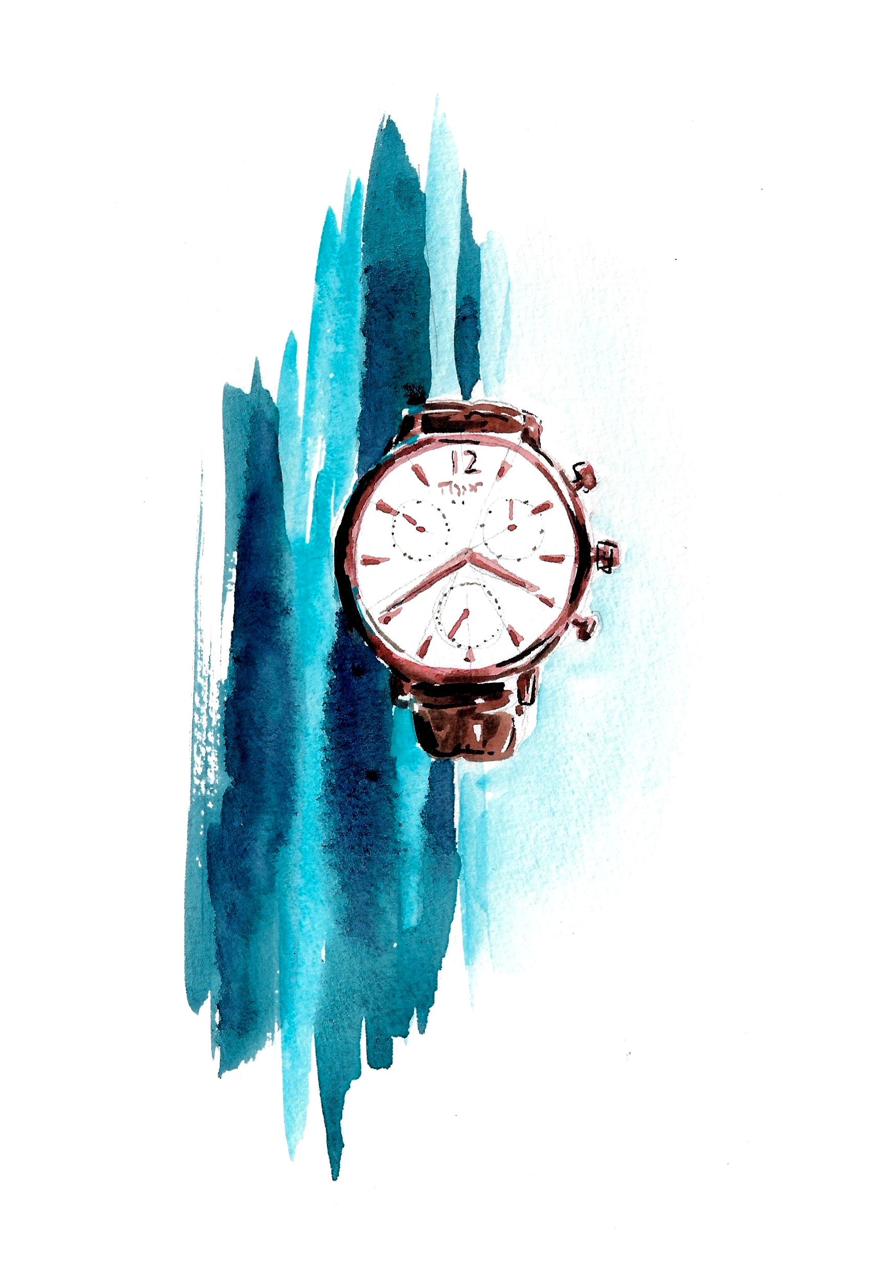 Fashion illustration of a watch