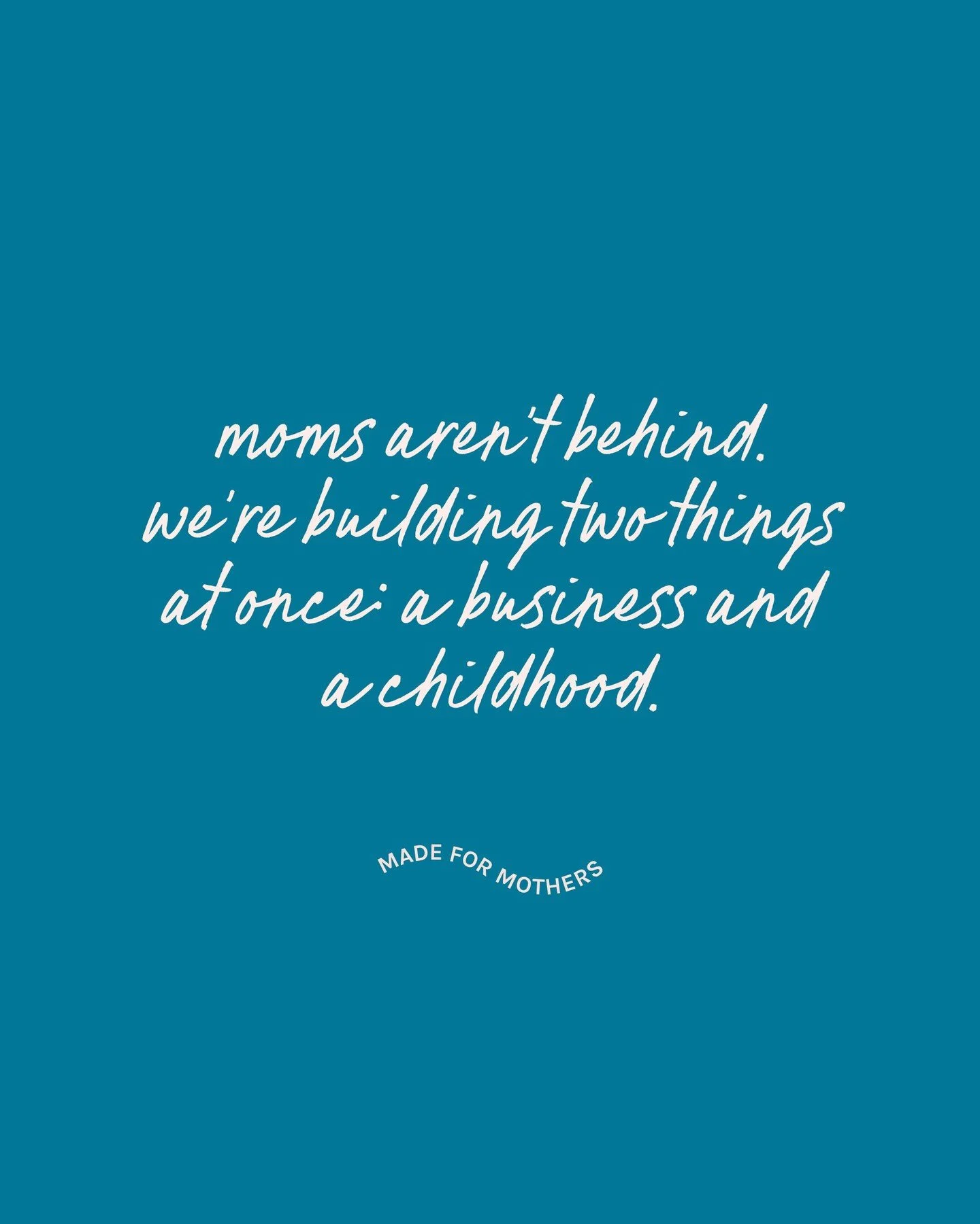 Moms aren&rsquo;t behind.⁠
⁠
We&rsquo;re doing something most people can&rsquo;t even imagine.⁠
We&rsquo;re building businesses and raising babies.⁠
We&rsquo;re launching programs while packing school lunches.⁠
We&rsquo;re writing sales pages with a 
