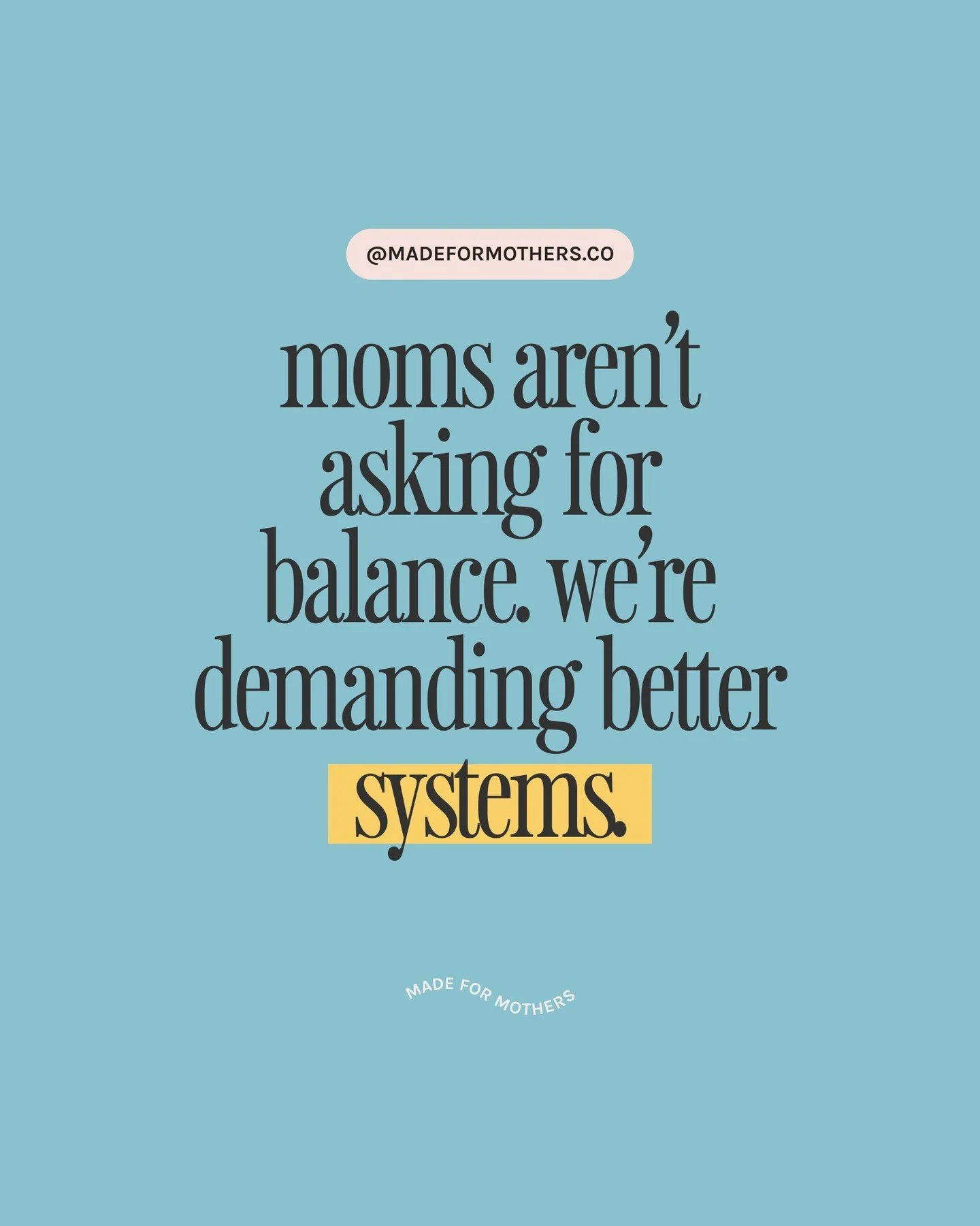 Moms aren&rsquo;t asking for balance. We&rsquo;re demanding better systems.⁠
⁠
Balance has been dangled in front of us like the holy grail.⁠
Work-life balance. Mom-life balance. Business balance.⁠
⁠
But here&rsquo;s the truth no one says out loud:⁠
B