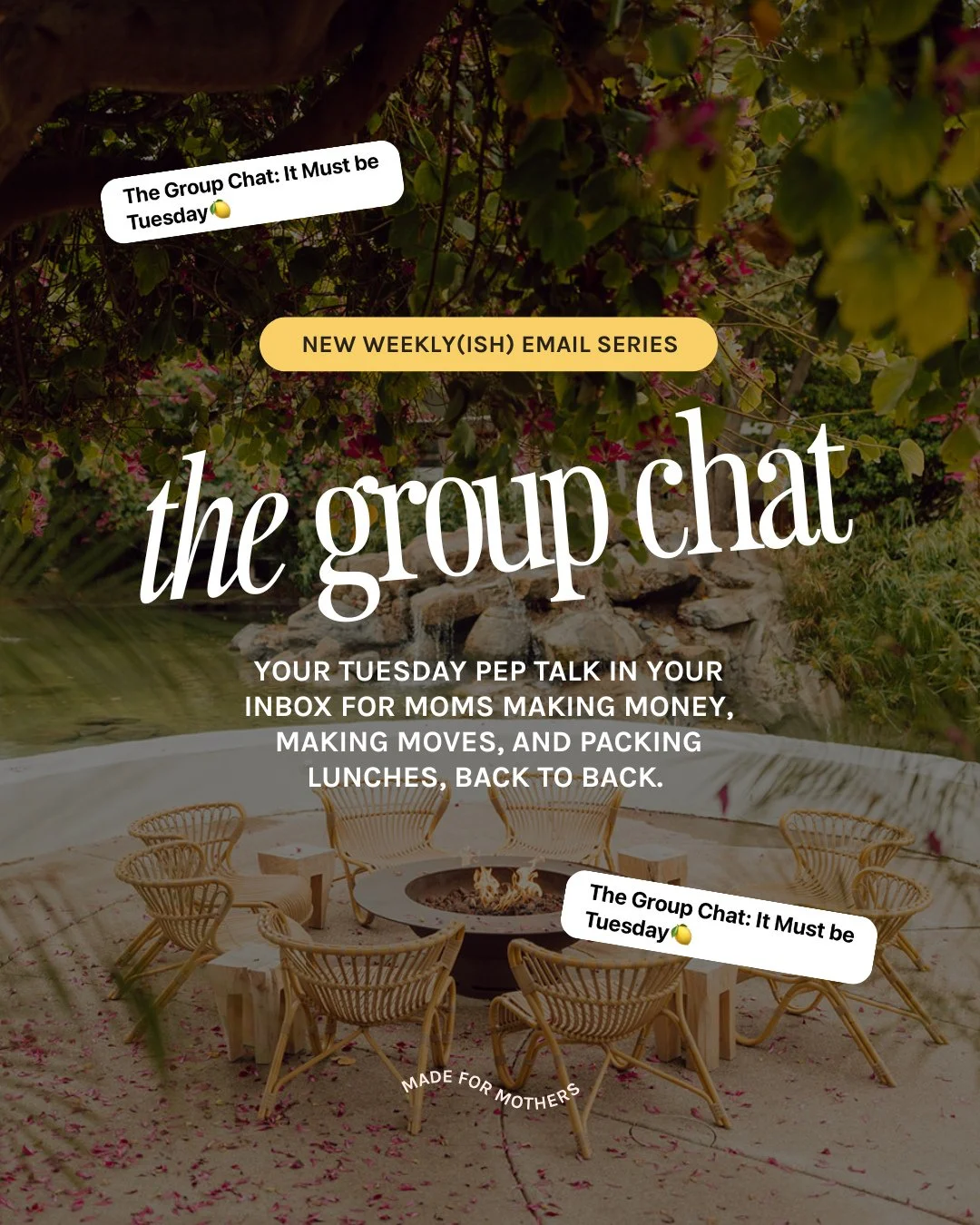 🛼 If your Tuesdays could use a little more clarity (and a lot less noise)&hellip; this is for you.⁠
⁠
The Group Chat is our new weekly email made for moms growing businesses in the middle of real life.⁠
⁠
Every Tuesday, we&rsquo;re sending:⁠
&rarr; 