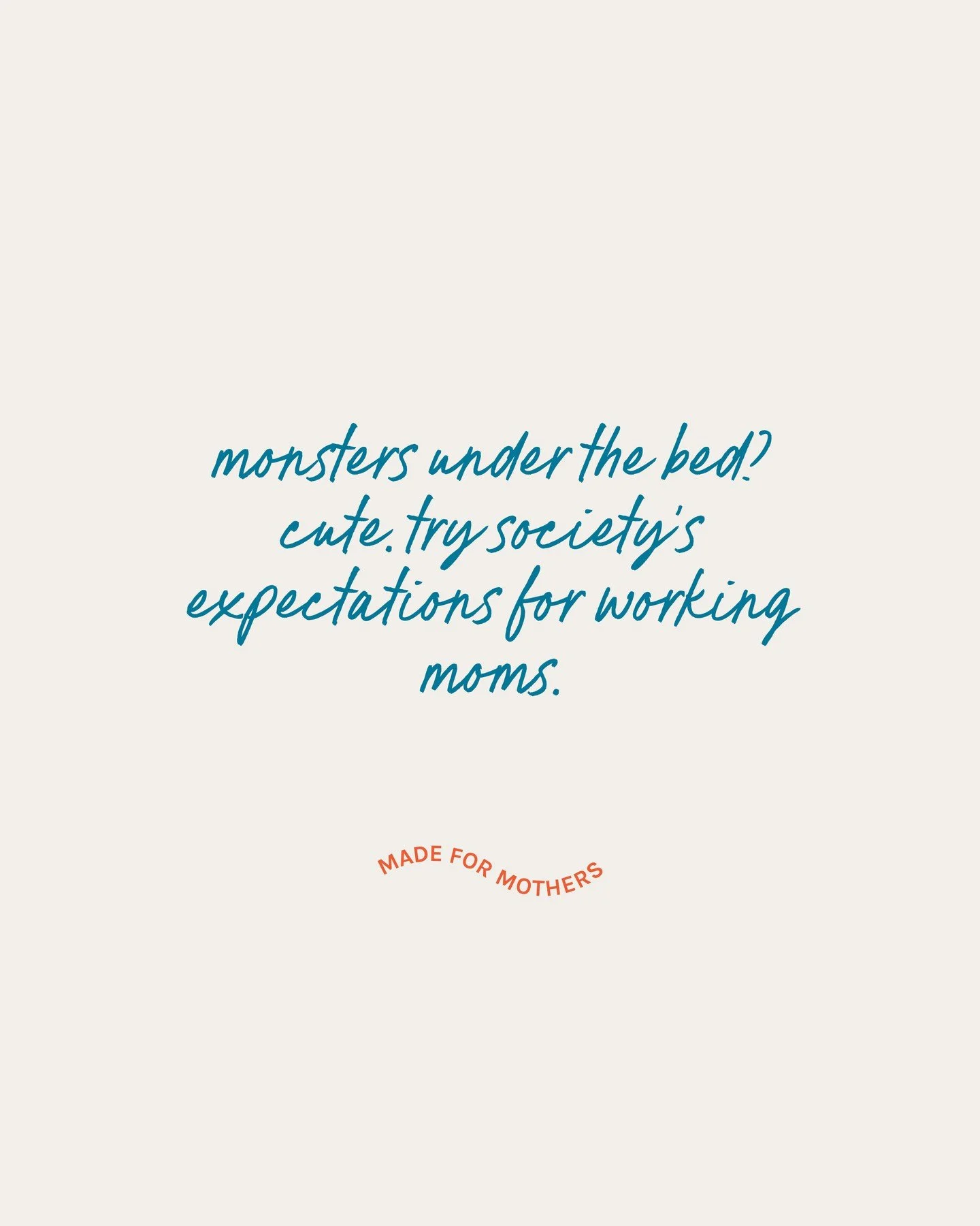 Monsters under the bed? Cute.⁠
Try society&rsquo;s expectations for working moms. 💛⁠
⁠
We&rsquo;re told to build like we don&rsquo;t have kids, and parent like we don&rsquo;t have businesses.⁠
⁠
To stay small, stay quiet, and stay grateful for the &