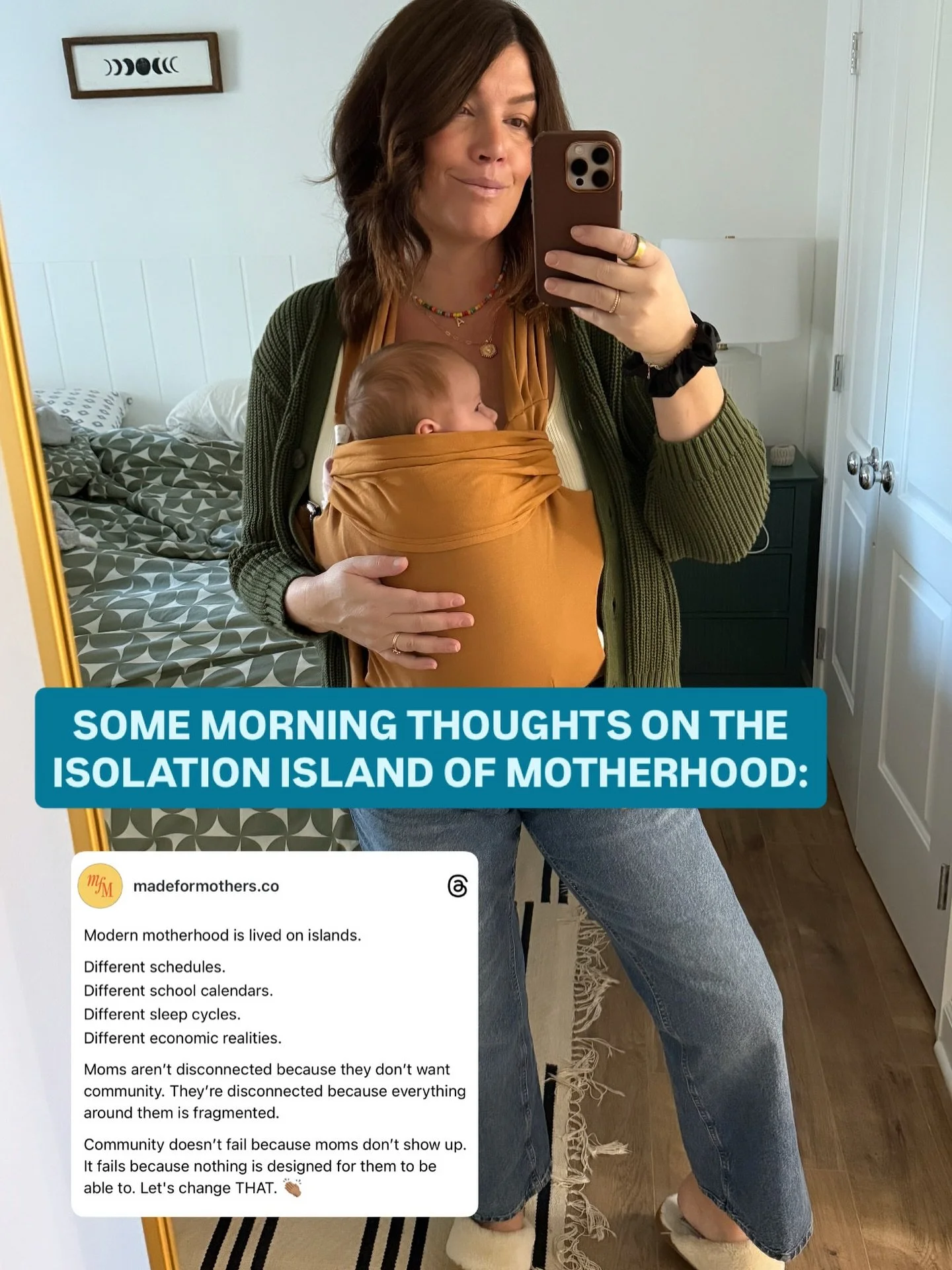 Let's go there, let's actually get real for a minute. Maybe it's the newborn trenches / second postpartum / maternity leave ... but I keep thinking about how modern motherhood is basically lived on islands.

Like actually. We&rsquo;re all technically