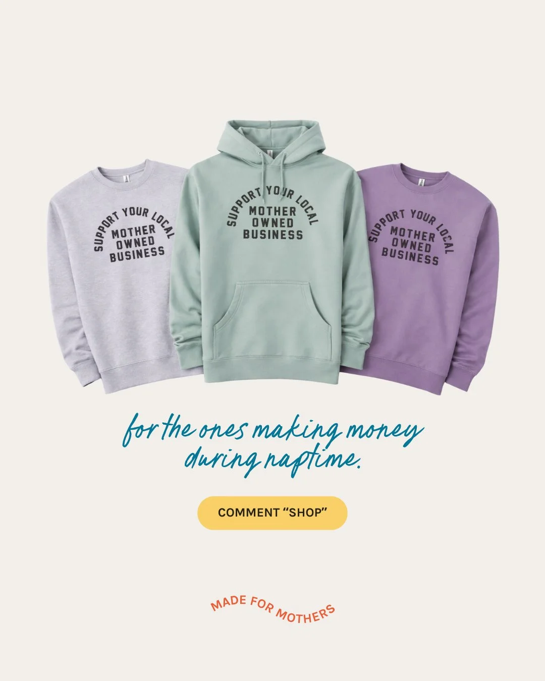 Comment SHOP to add to 🛒 For the ones making money during naptime. And wearing the crewneck to prove it.

This isn&rsquo;t just soft. It&rsquo;s strategic.

Because when you&rsquo;re scaling a business between snack breaks and spreadsheets, your clo