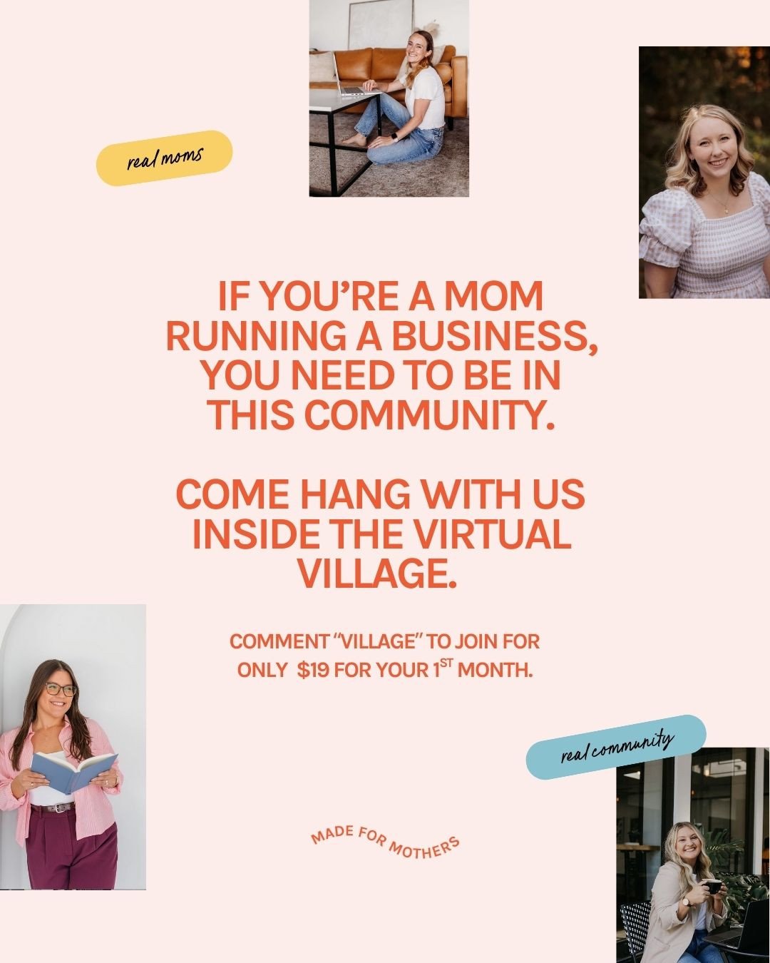 Swipe to see what our members are saying.

These are real love notes from real moms inside the Virtual Village, the most FUN community for ambitious mamas 🛼✌🏽🌼

Referrals.
Collabs.
New clients.
Better strategy.
Actual support.
Kids on zoom. 
Babie