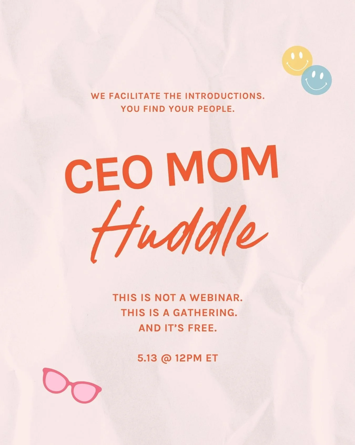 Twice a year we open the doors to our community for free. No membership required. All high vibes and real connection. 🛼⁠
⁠
The CEO Mom Huddle is our free virtual community building gathering.⁠
⁠
We facilitate the introductions. The friendships happe