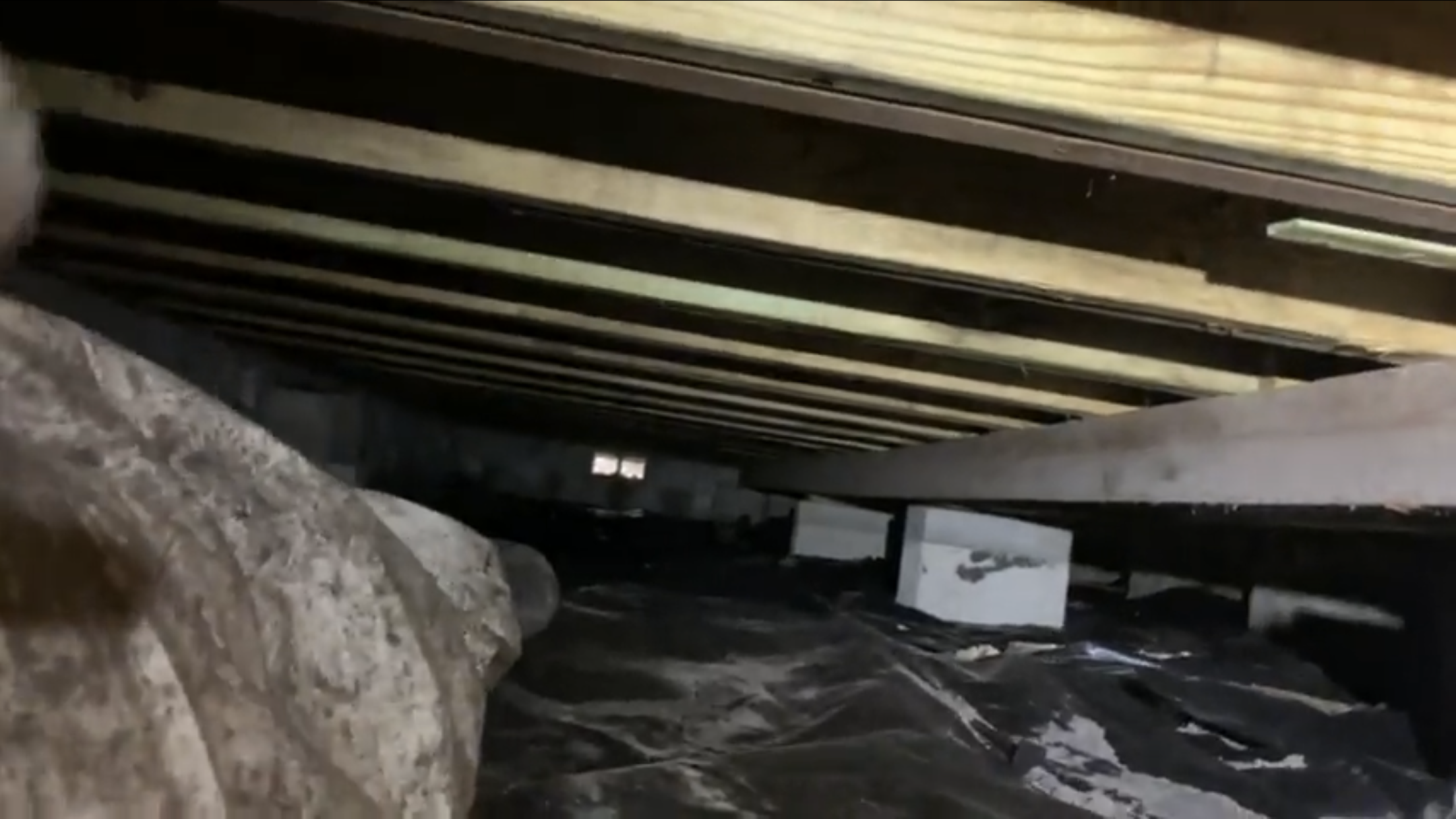 AFTER-vapor barrier, sistering (always beam-to-beam; not "scabbed"), pier and beam (traditional home)