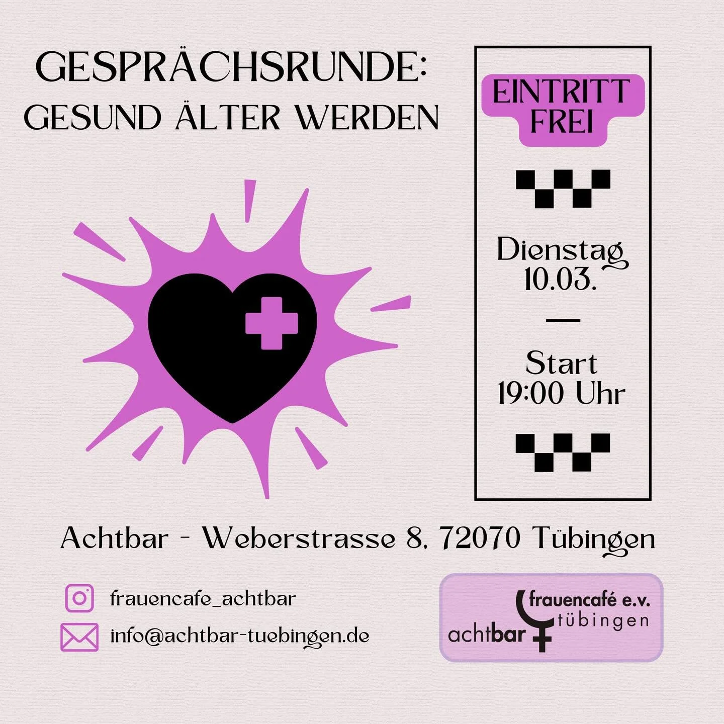 Gesund &auml;lter werden &ndash; den Wechsel genie&szlig;en&hellip;?
Gespr&auml;chsrunde mit Brunhild Schmid, Hebamme
&nbsp;
Hormone, Eisprung und Monatsblutung ver&auml;ndern sich. Ein vertrauter Rhythmus l&ouml;st sich auf, die Fruchtbarkeit geht z