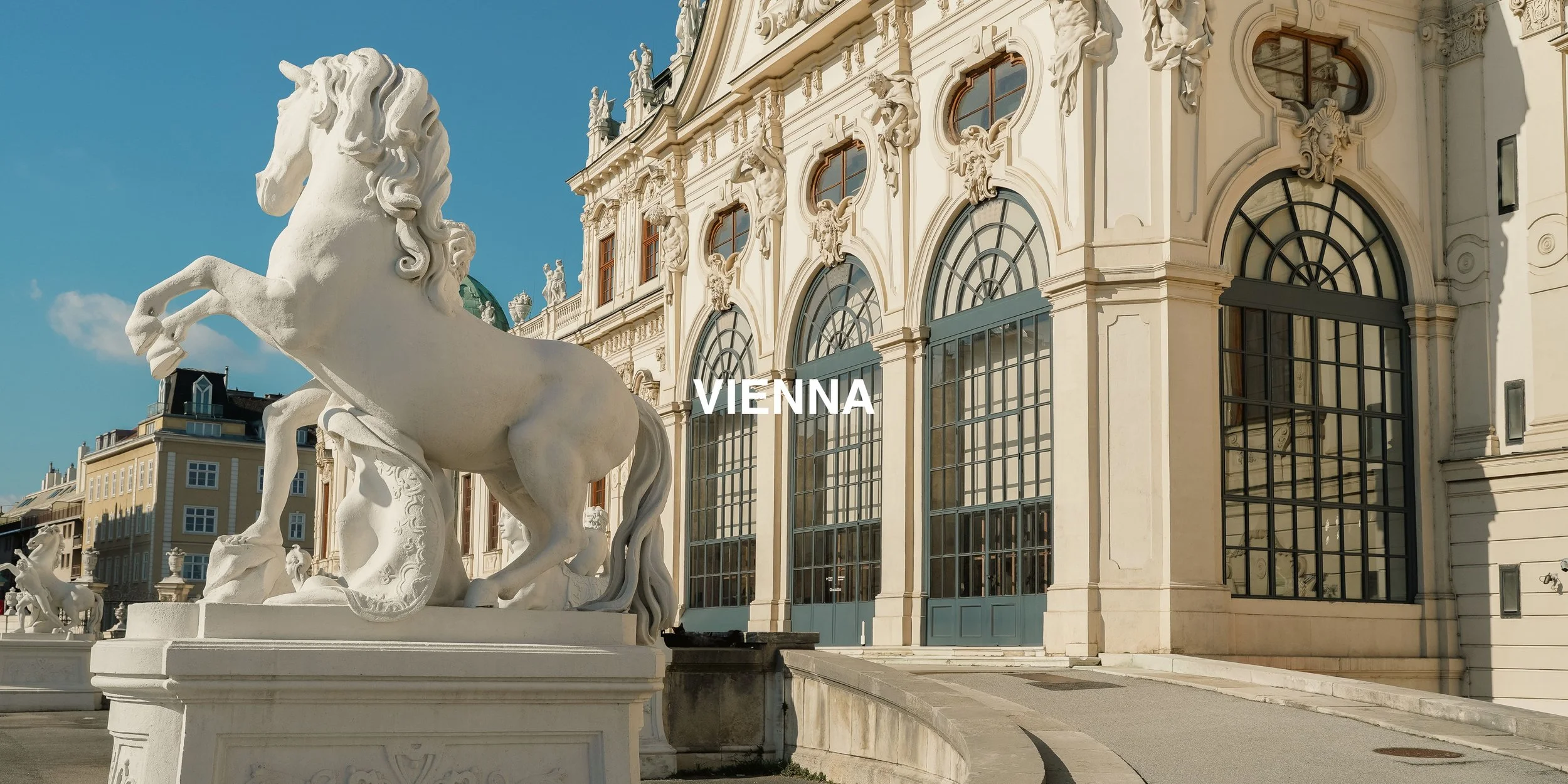 Vienna architectural landmark with horse statue