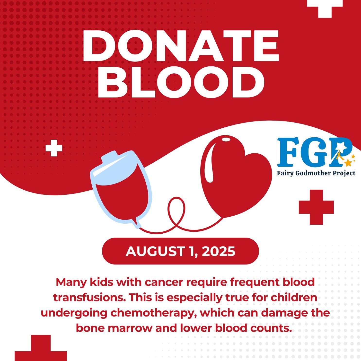 Many pediatric cancer patients require frequent blood transfusions. Chemo can damage the bone marrow and lower blood count, making donated blood and platelets essential for healing and survival. You can help!

Join us at the Ceili Leahy Blood Drive:
