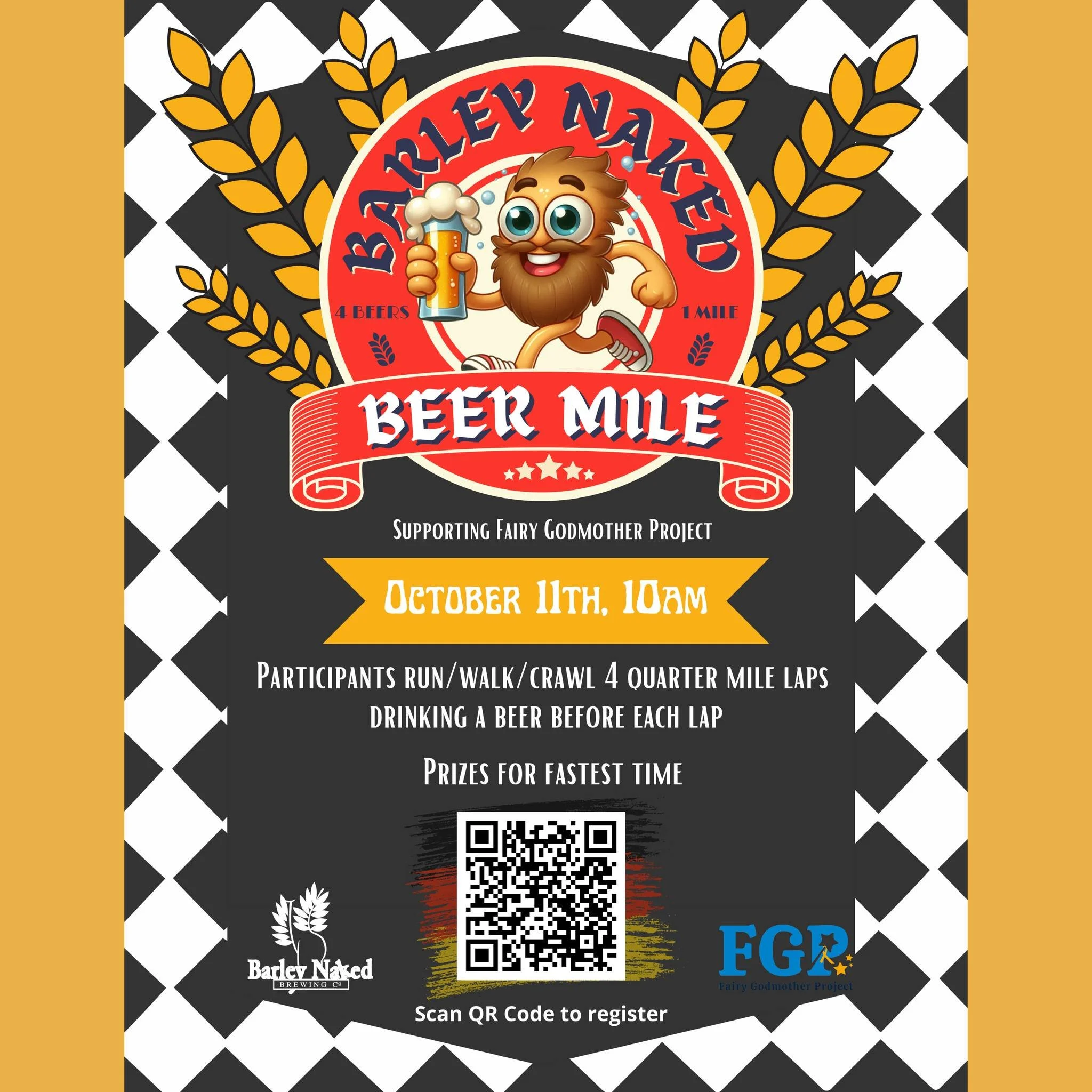 This coming weekend is the Barley Naked Beer Mile!! Don't miss this fun one mile walk/run and supporting FGP! You can choose the competitive wave or fun wave! Then you can stay for Oktoberfest at Barley Naked Brewing Company! Register via link in bio
