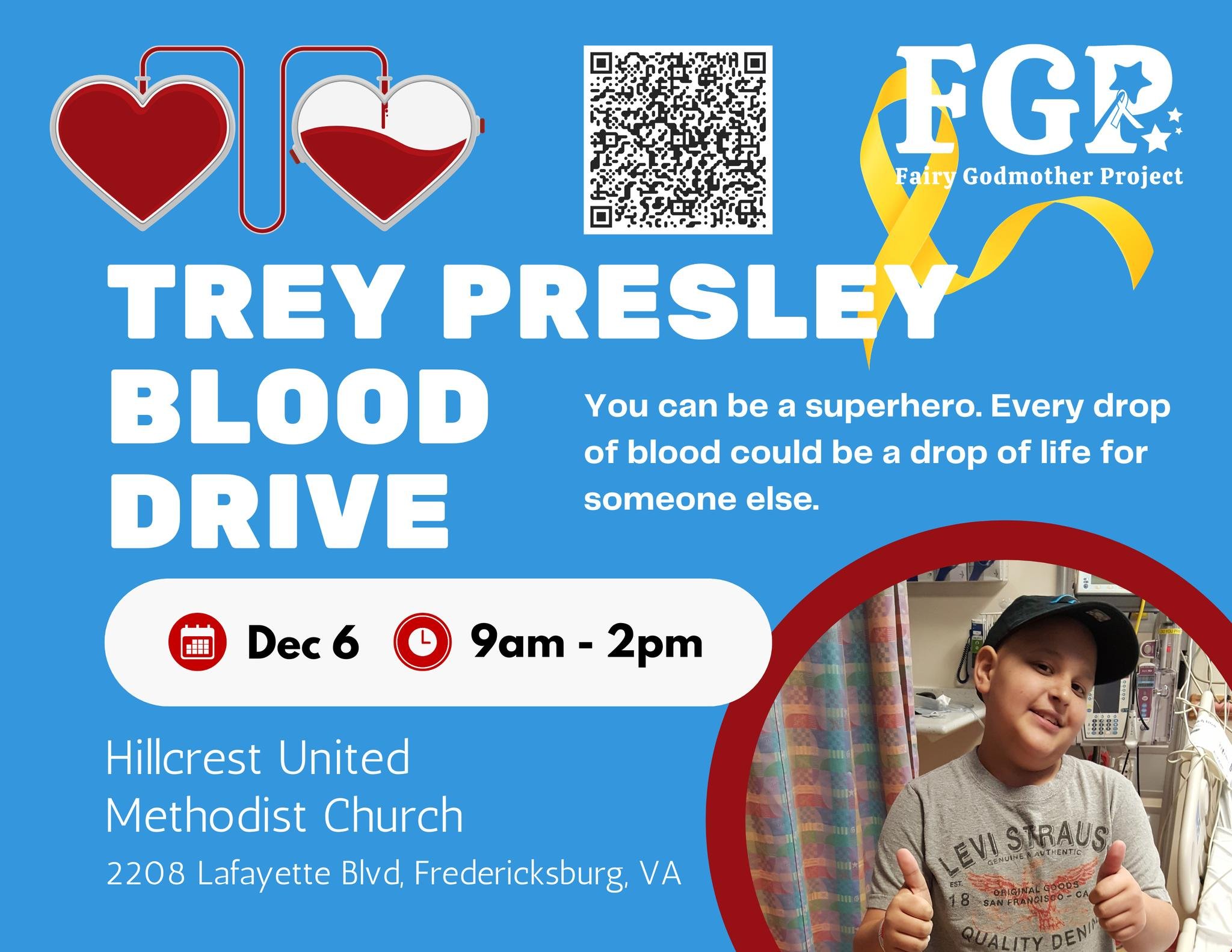 Every drop of blood could be a drop of life for someone else. Do something good for the community while also showing up for Trey's family! Register here: bit.ly/3GBHhsV