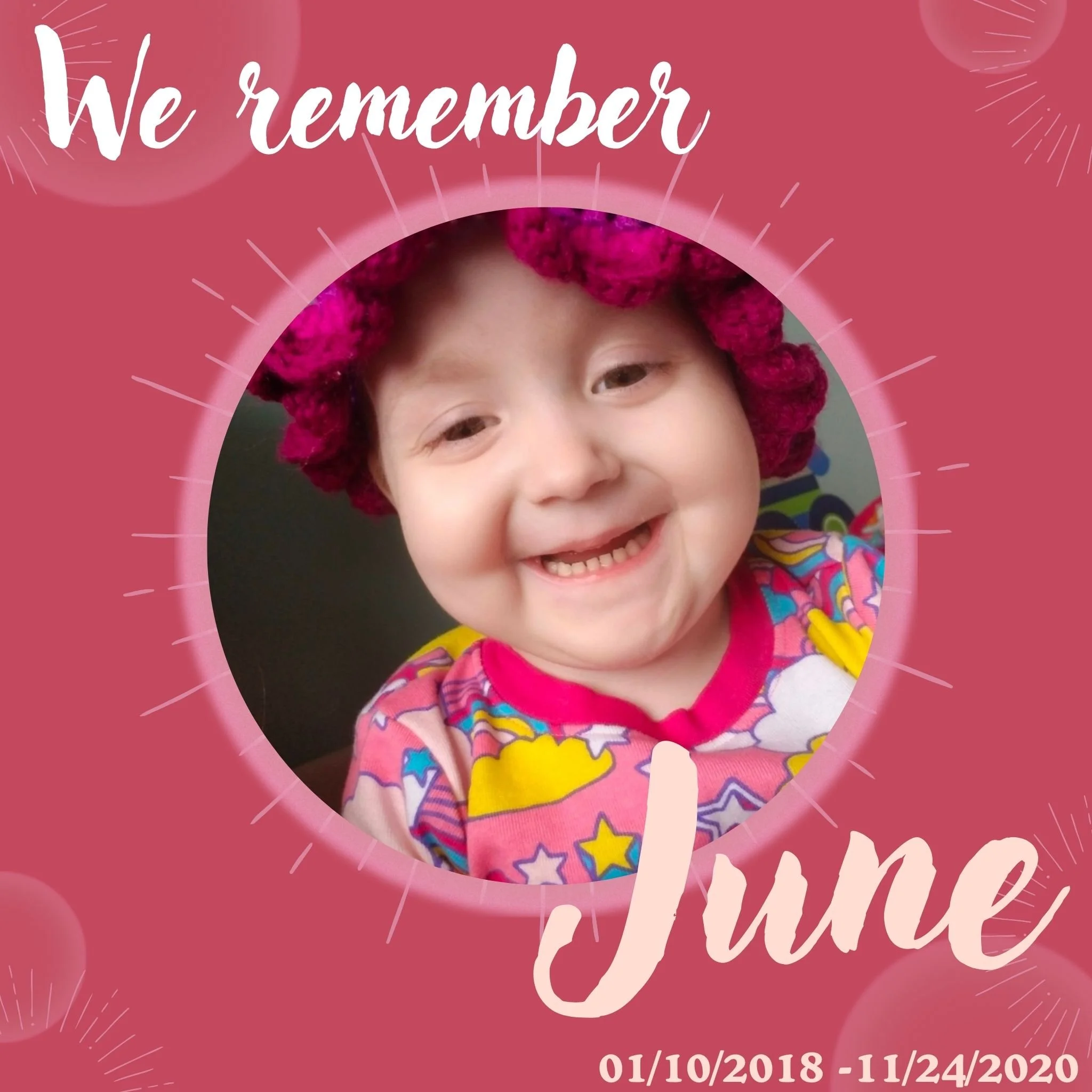 June's family would like June to be remember today by lighting a candle in her memory 💛