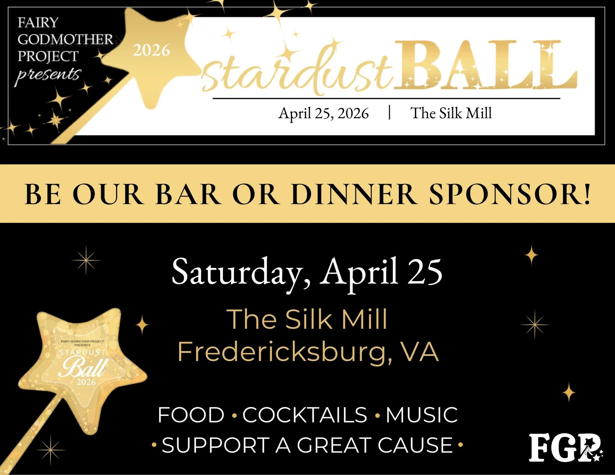 Be a big part of this magical event and help our biggest fundraiser of the year be a success! Our Bar and Dinner Sponsorships both include VIP benefits:
🌟 Four tickets to the Stardust Ball
🌟 Access to the exclusive cocktail hour
🌟 The Stardust Sig