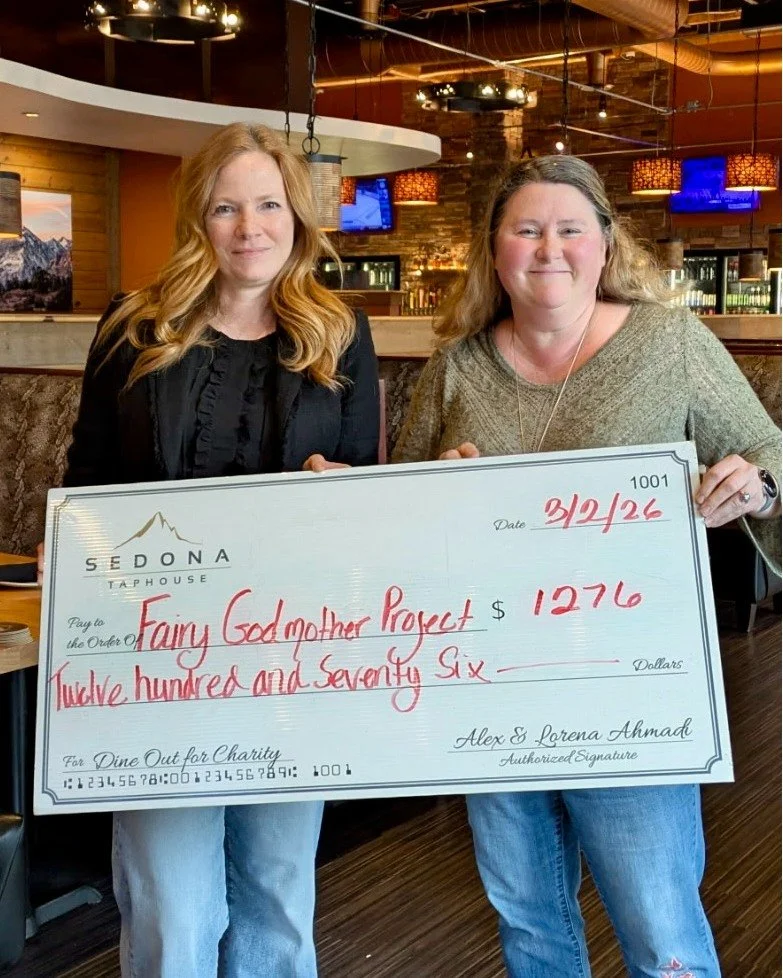 We are so grateful for this long-standing partnership and to be the beneficiary of Sedona's Dine Out for Charity each year! December was our month and it was truly magical in Sedona with the incredible holiday decorations! Thank you for supporting FG