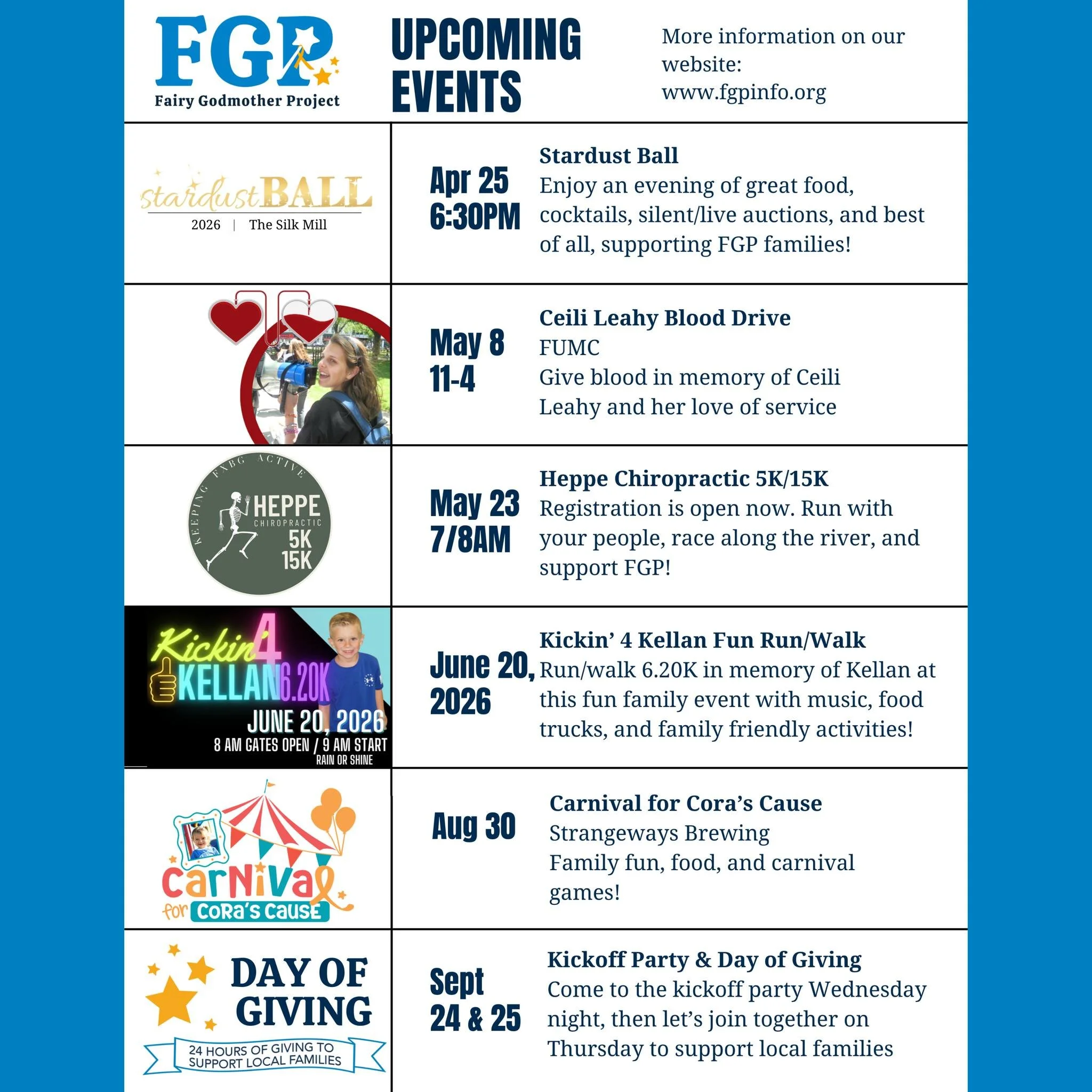 You can support FGP by attending events, volunteering at them, or even by just sharing our social media posts! Links for events are on our website! 💛