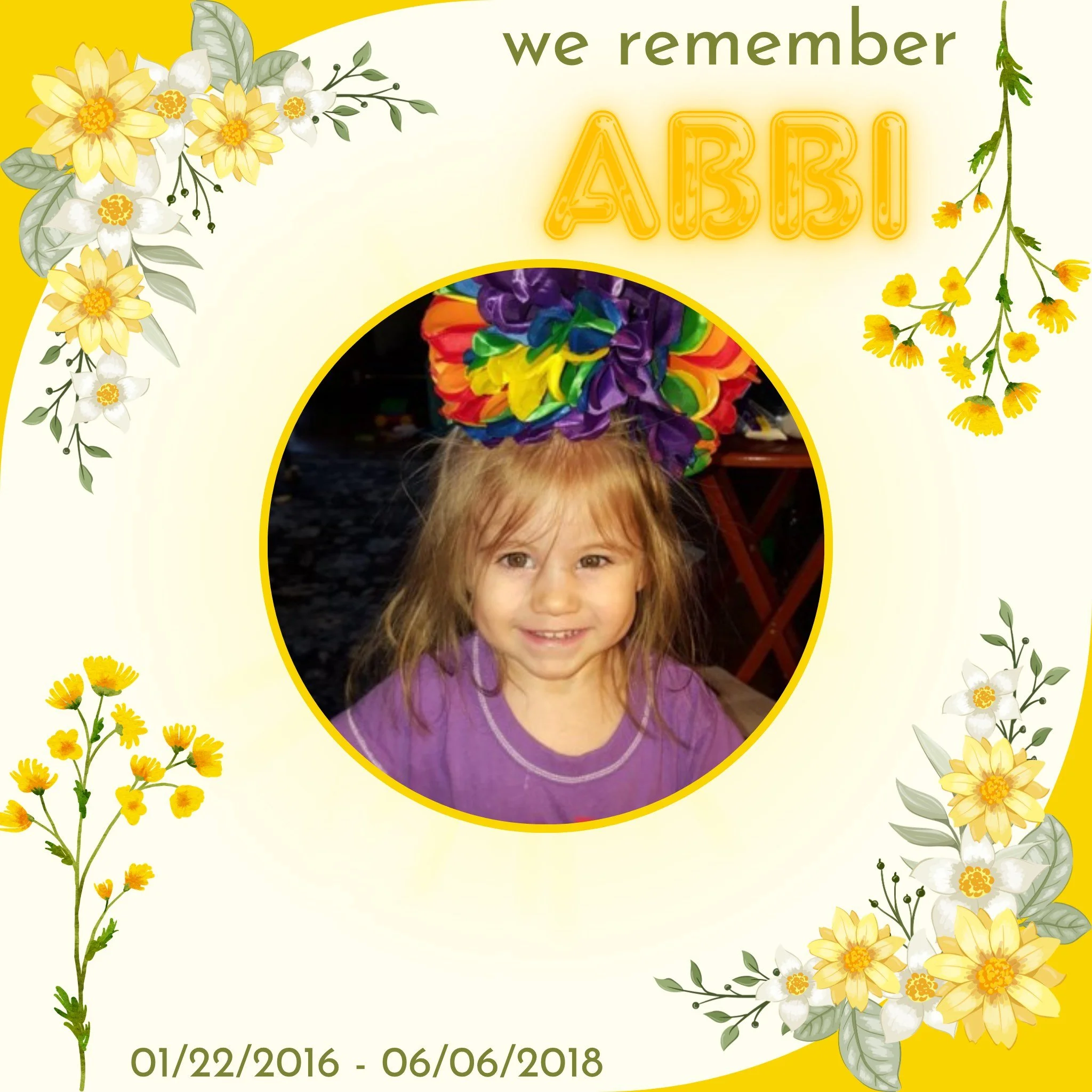 Today we remember Abbi - Light a candle today to help her family remember her 💛🌼