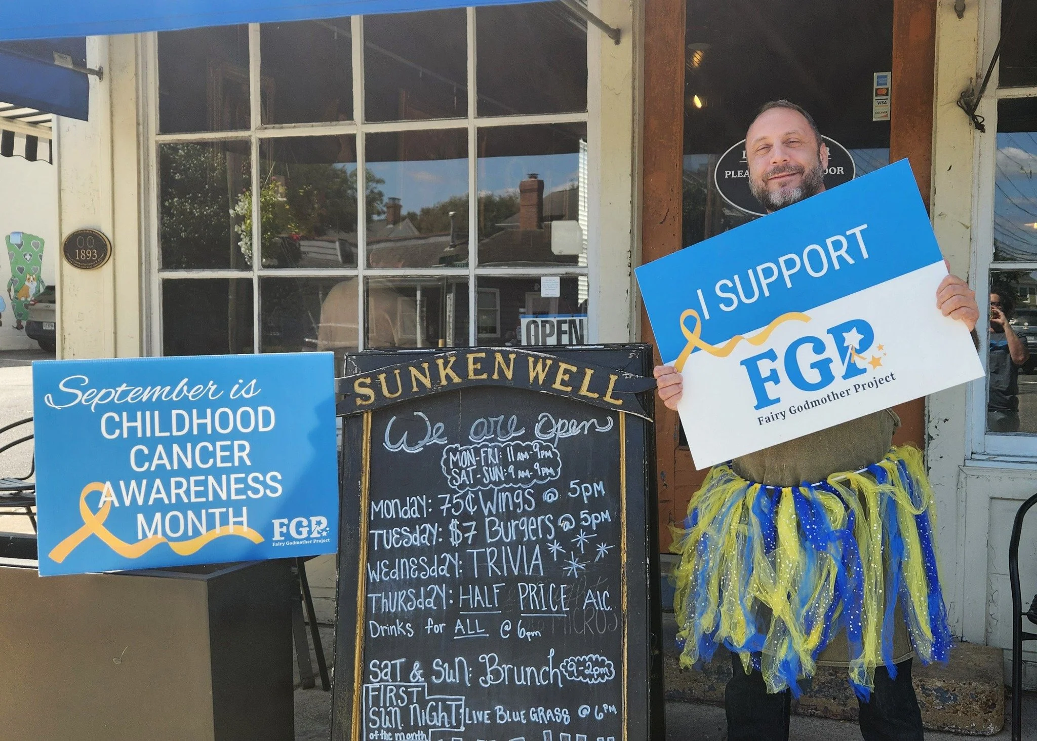 The Sunken Well Tavern is serving up some tutu spirit for Childhood Cancer Awareness Month! 💛 We're grateful to have this Fredericksburg favorite joining our campaign and showing support for local pediatric cancer families.

Located in Fredericksbur