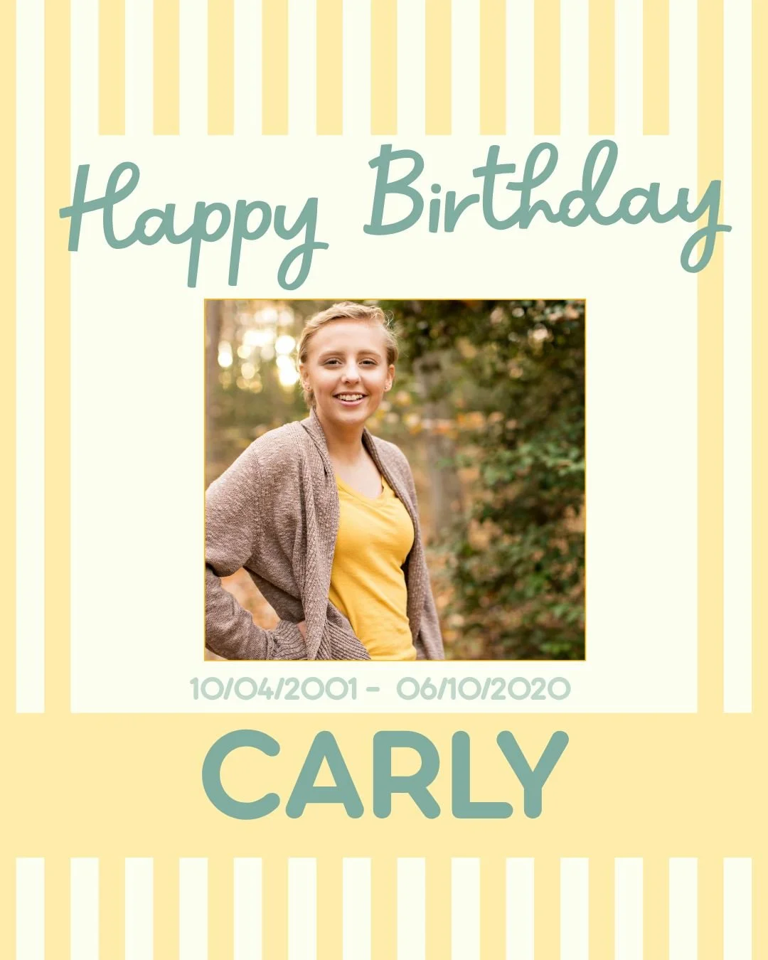 Today we remember Carly with love on her 25th birthday 💛