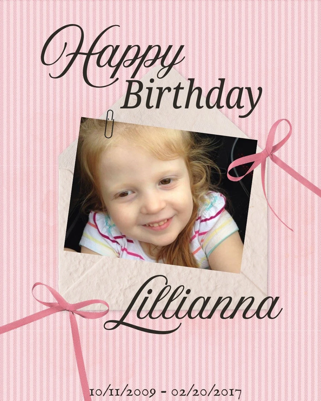 Please join us in honoring Lillianna&rsquo;s birthday by doing a random act of kindness in her memory. 💗