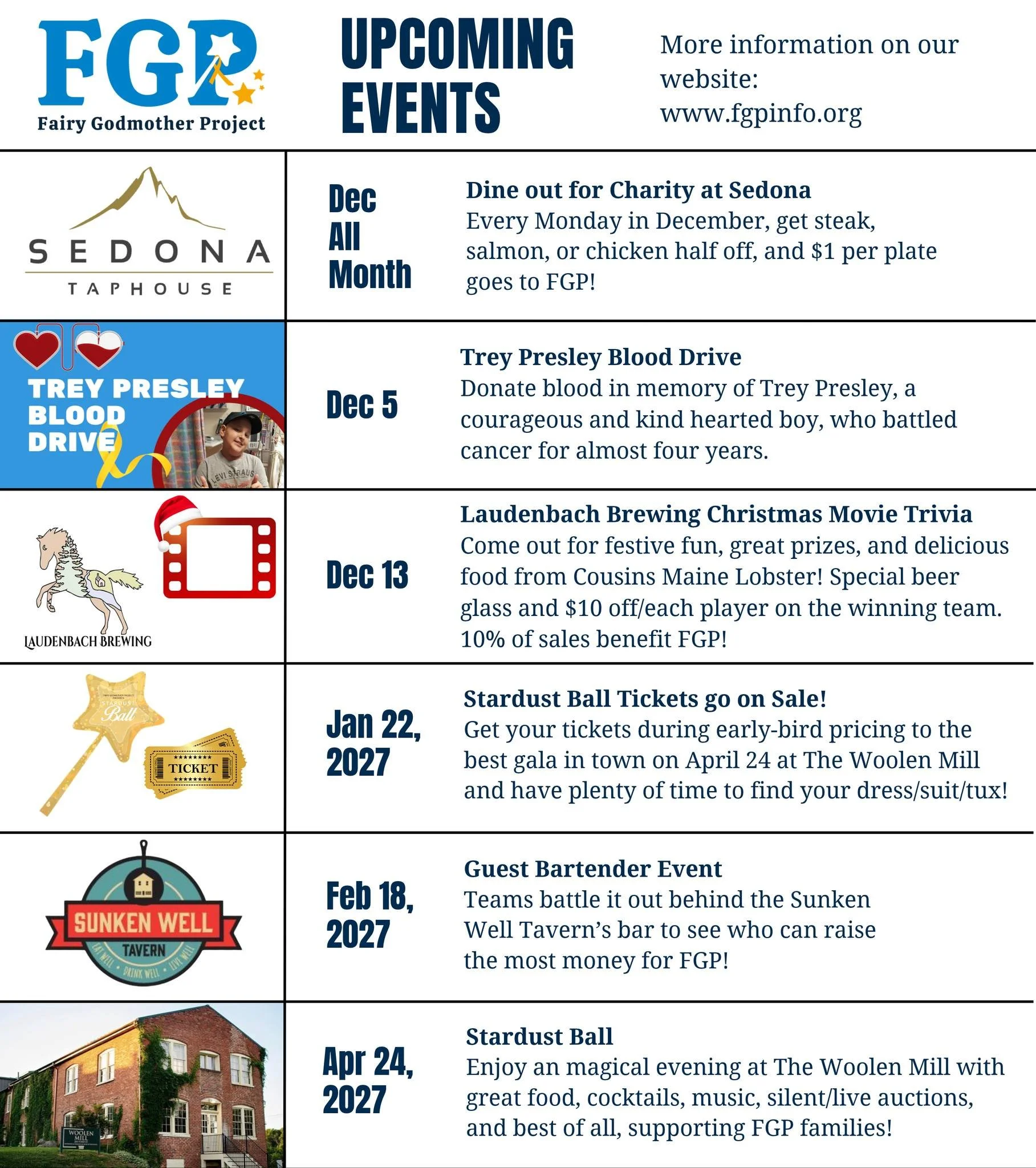It's been busy around FGP with so many amazing events lately! Check out what we have going on in the coming months (including a location change for our Stardust Ball!) and mark your calendar! Learn more on our website- link in profile!
