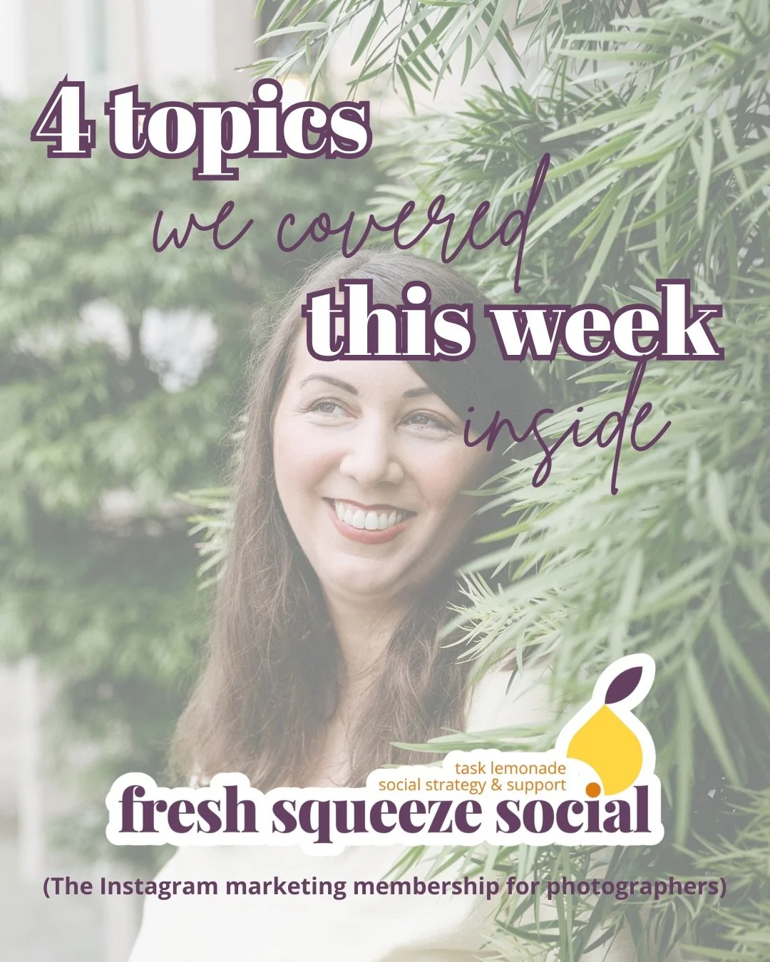 The topics we cover in our weekly Fresh Squeeze Social calls is member-driven. I&rsquo;m here to eliminate marketing obstacles for them, so I don&rsquo;t come in with a rigid list of things to discuss. We go with the flow! 

My personal favorite topi