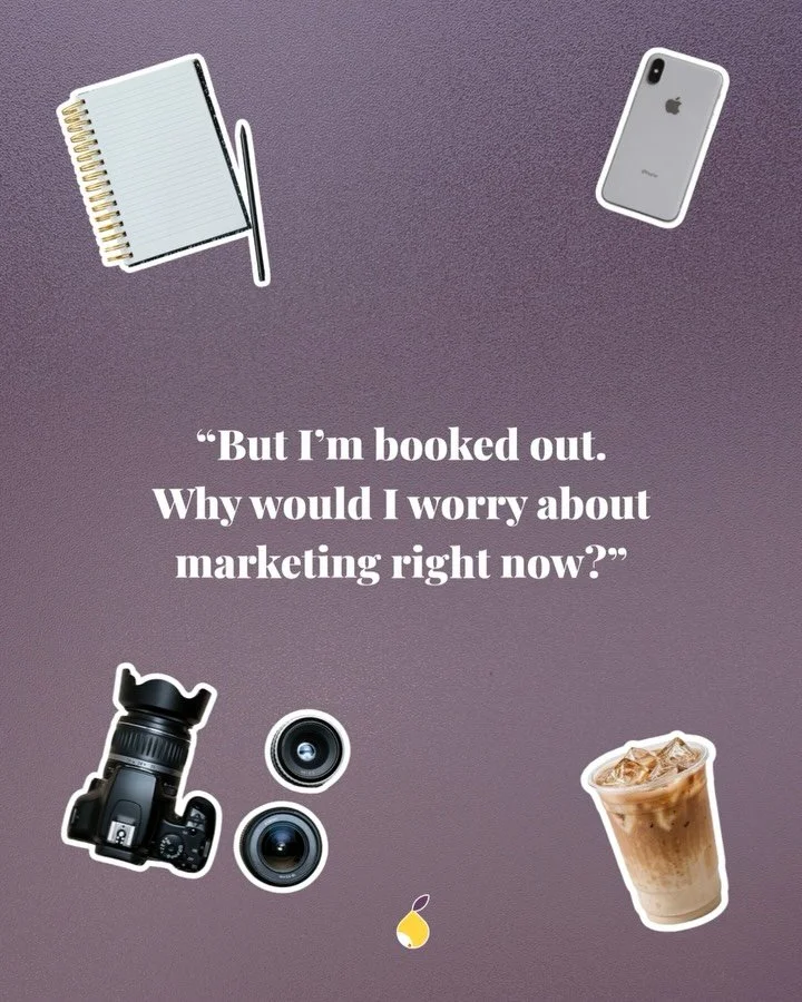 When your calendar is full, it&rsquo;s common to put marketing on the back burner. Why worry about it when the clients are booking? 

The truth is, backing down during your busy season makes more work for you later, and brings on your slow season qui
